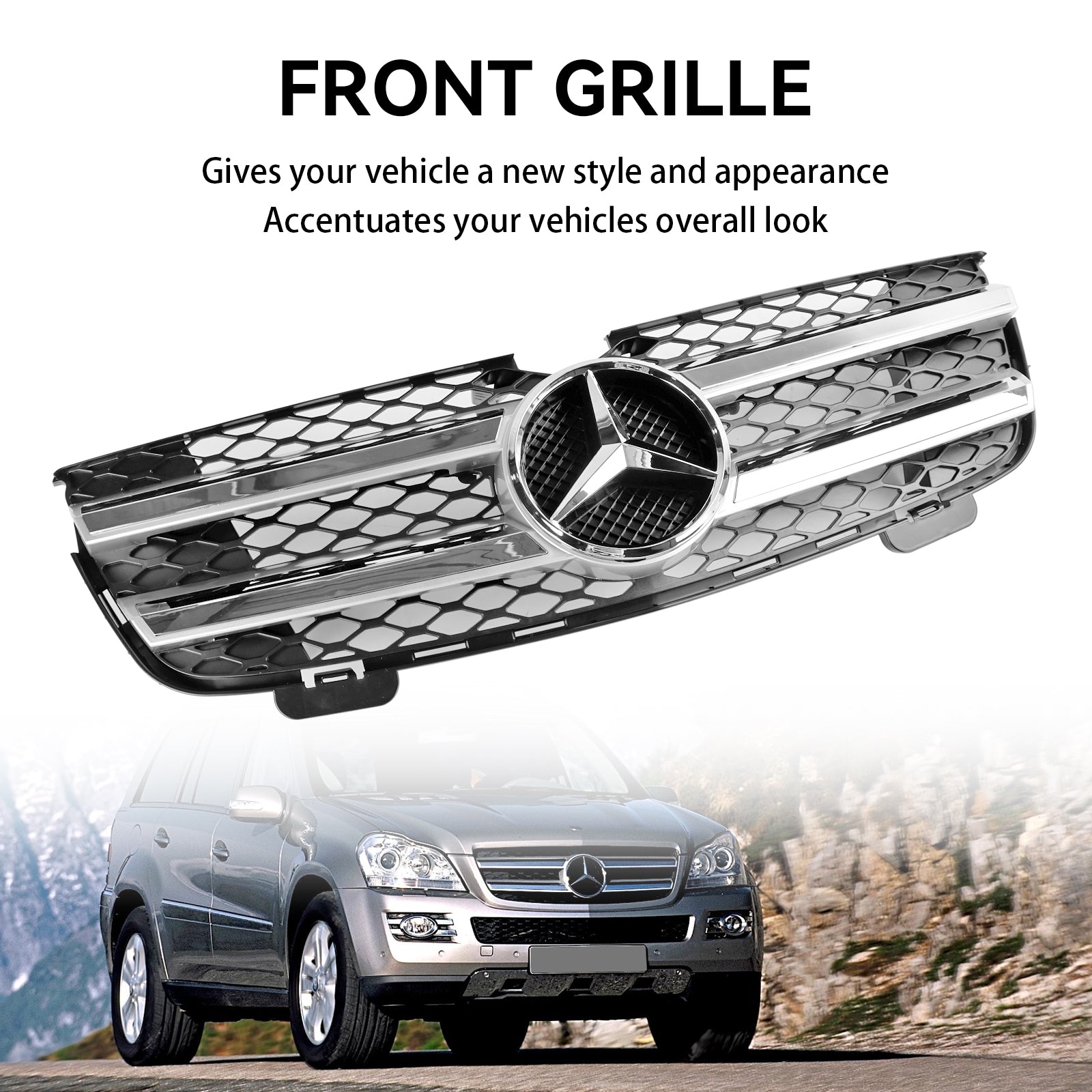 Grille de pare-chocs avant pour Mercedes Benz classe GL X164 2007-2009 Chrome