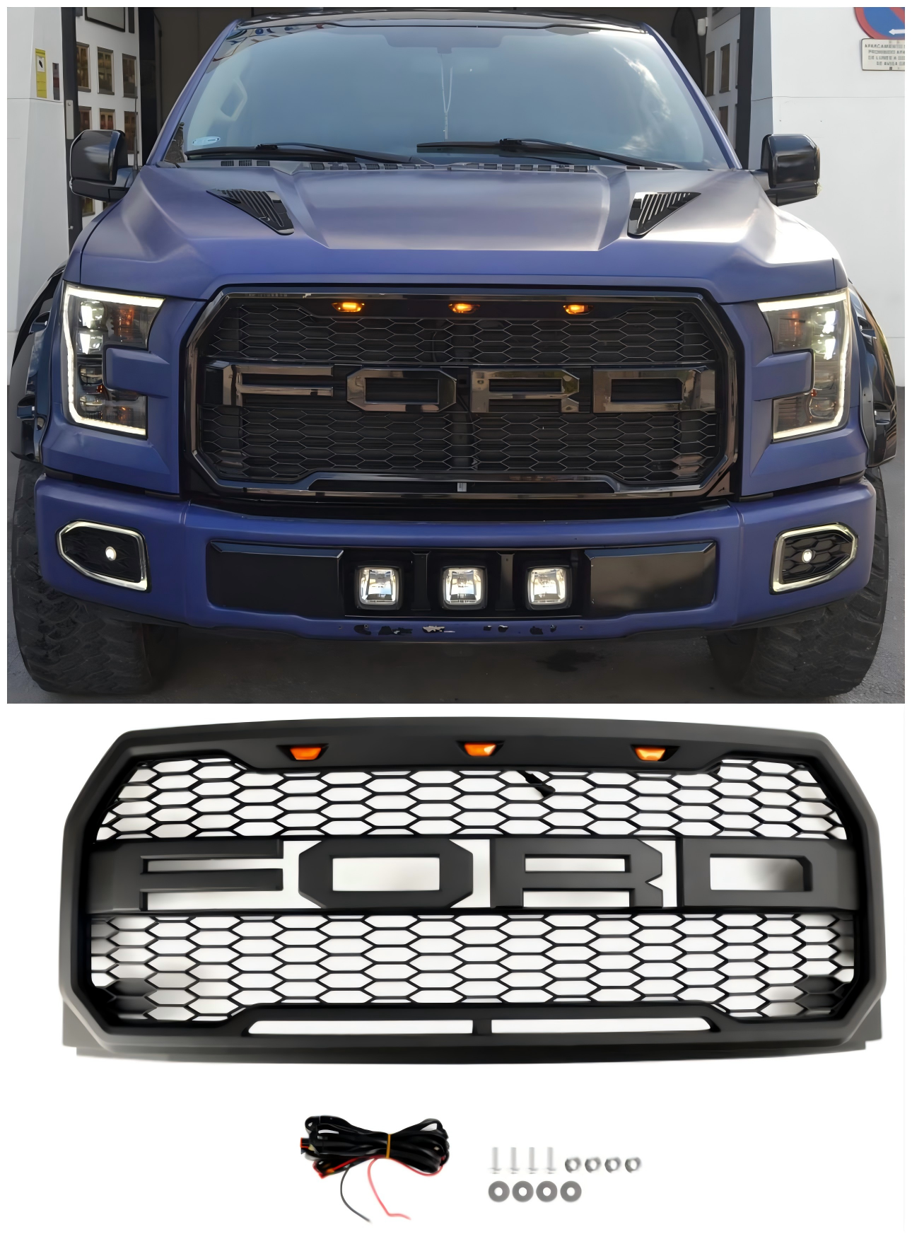 2015-2017 Ford F150 Raptor-stijl met LED-vervangende voorbumpergrille