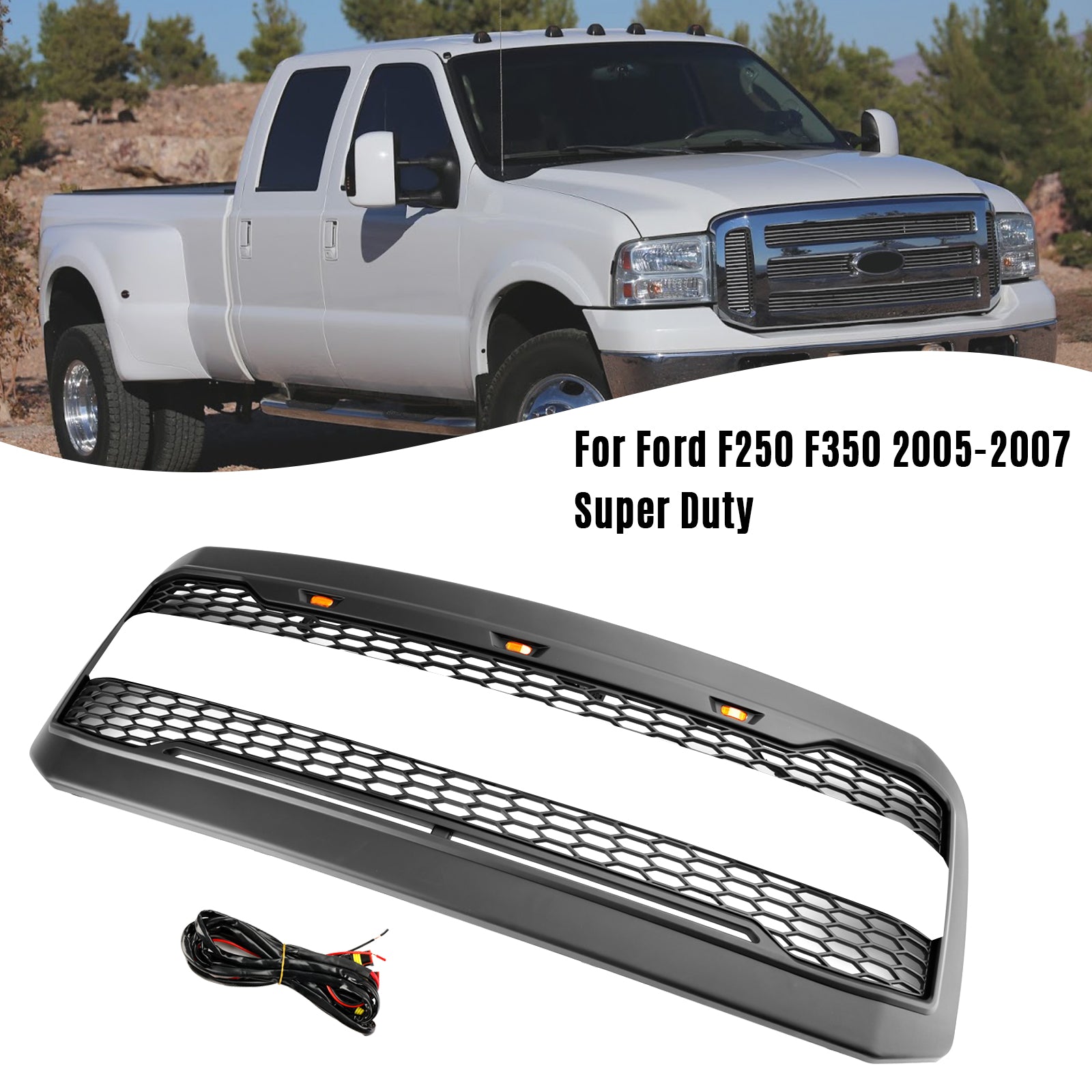 2005 2006 2007 Ford F250 F350 Super Duty con parrilla de parachoques delantero LED
