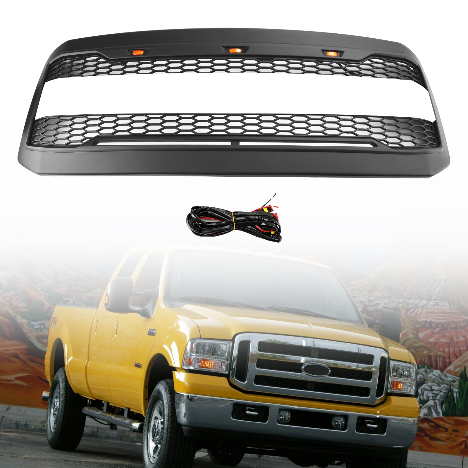 2005 2006 2007 Ford F250 F350 Super Duty con parrilla de parachoques delantero LED