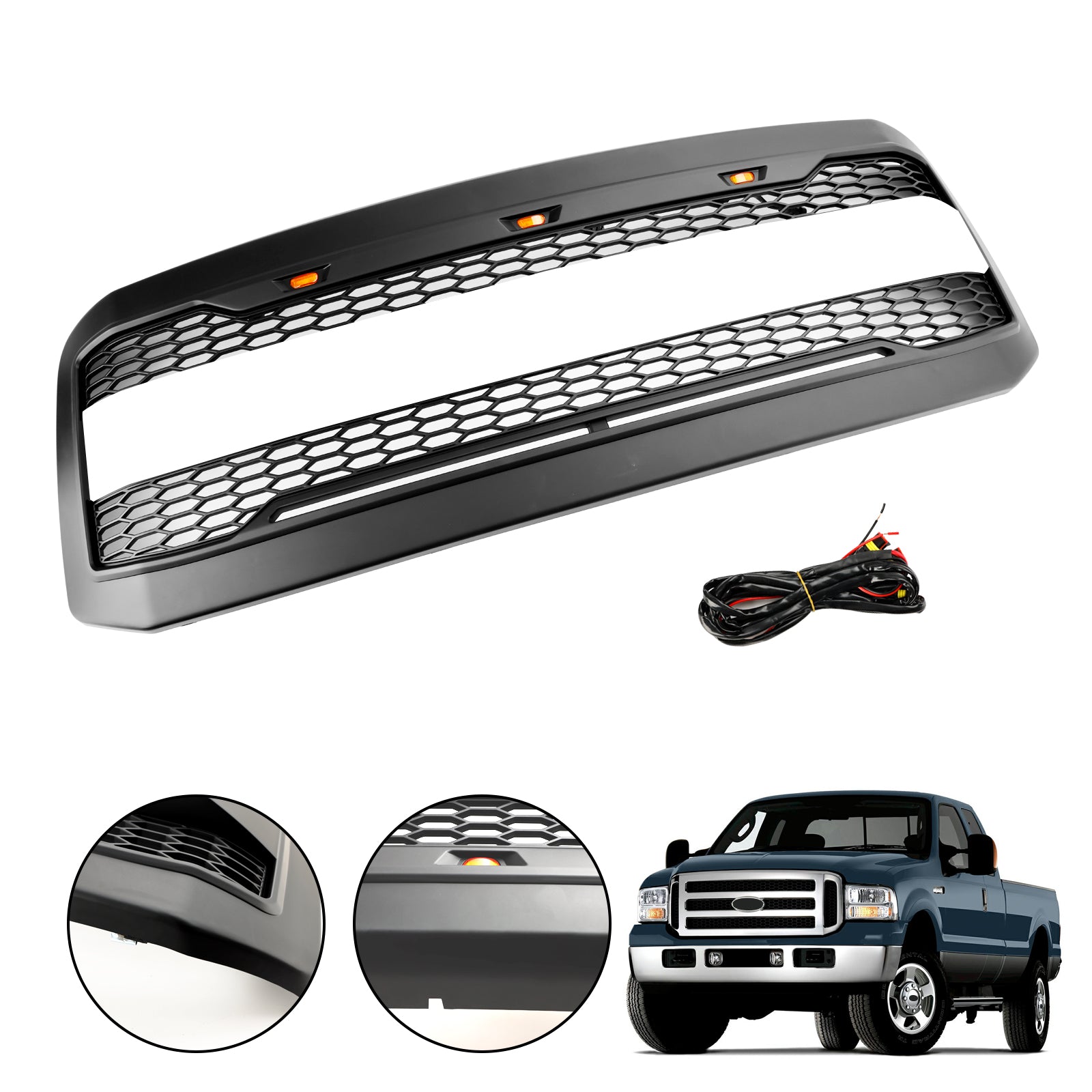 2005 2006 2007 Ford F250 F350 Super Duty con parrilla de parachoques delantero LED