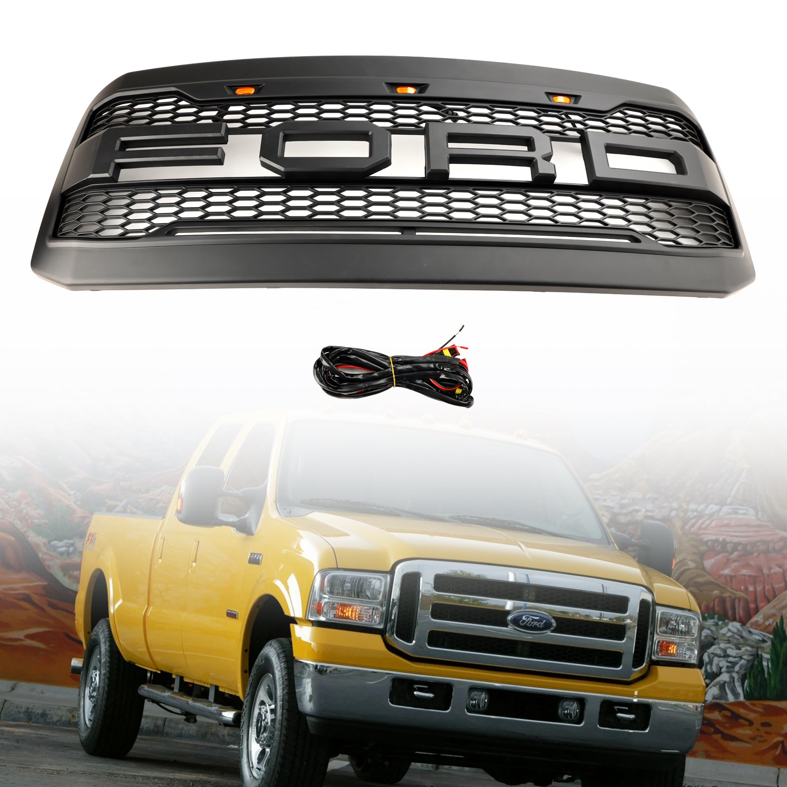 2005 2006 2007 Ford F250 F350 Super Duty met LED-voorbumpergrille