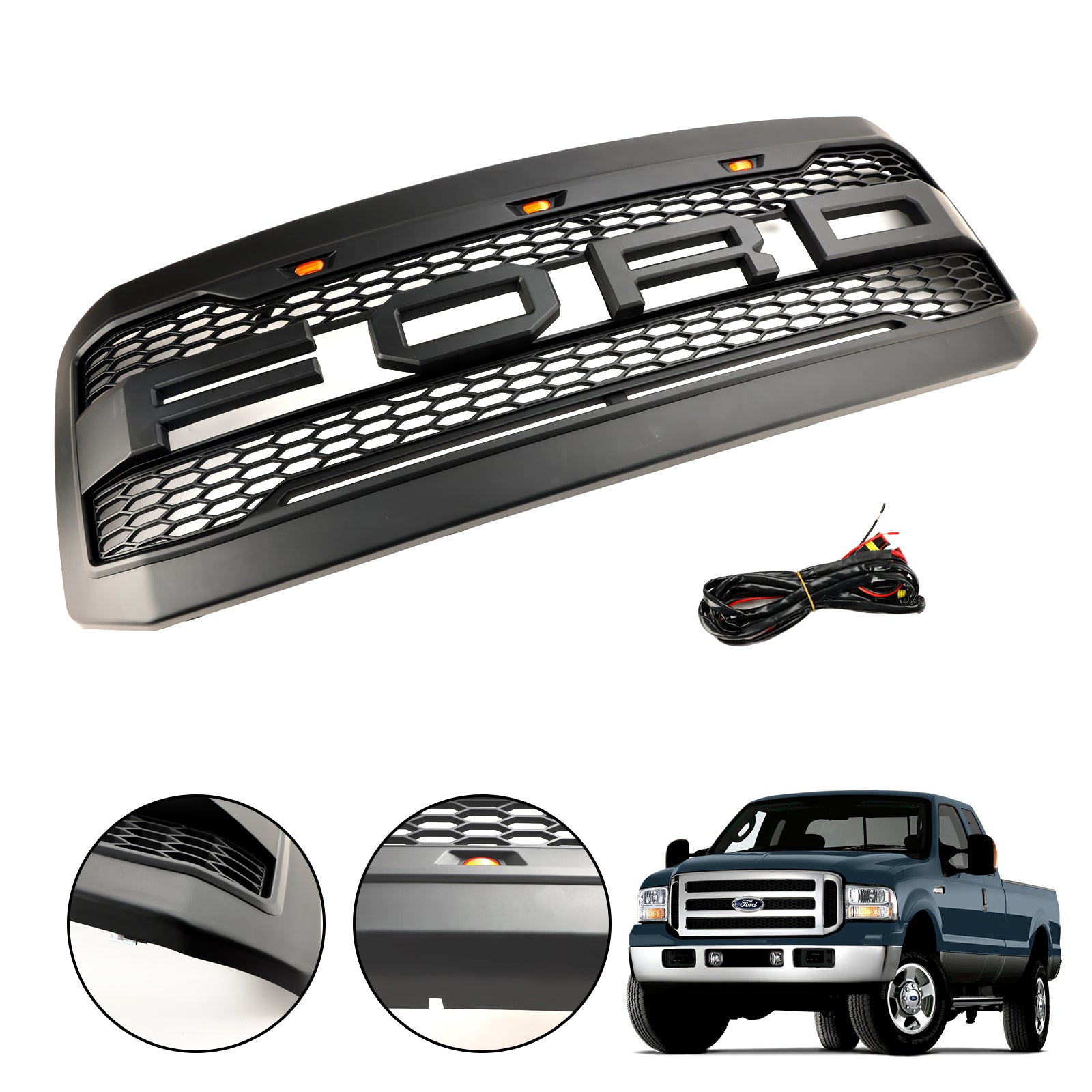 2005 2006 2007 Ford F250 F350 Super Duty met LED-voorbumpergrille
