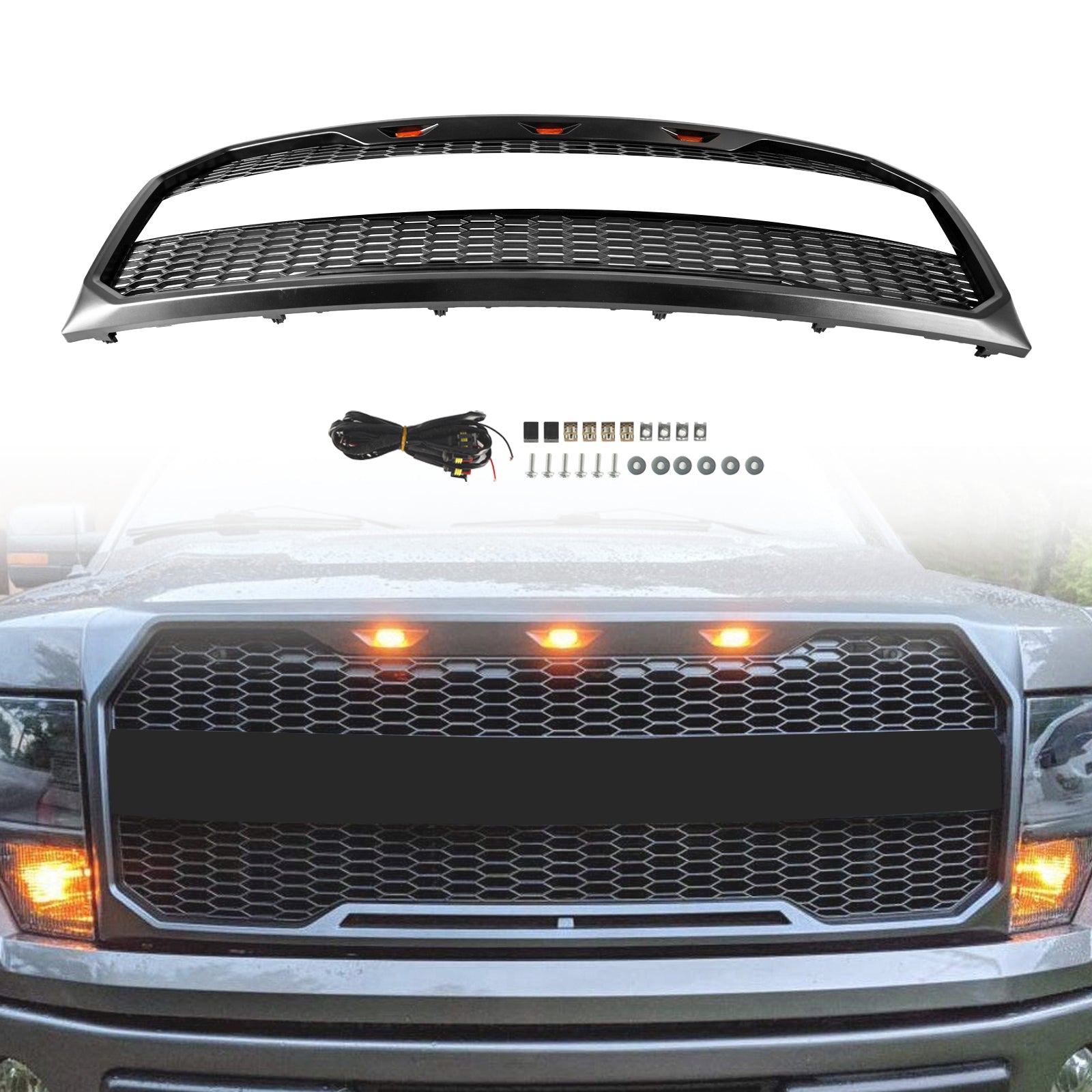 Ford F150 2009-2014 con griglia per paraurti anteriore stile LED Raptor