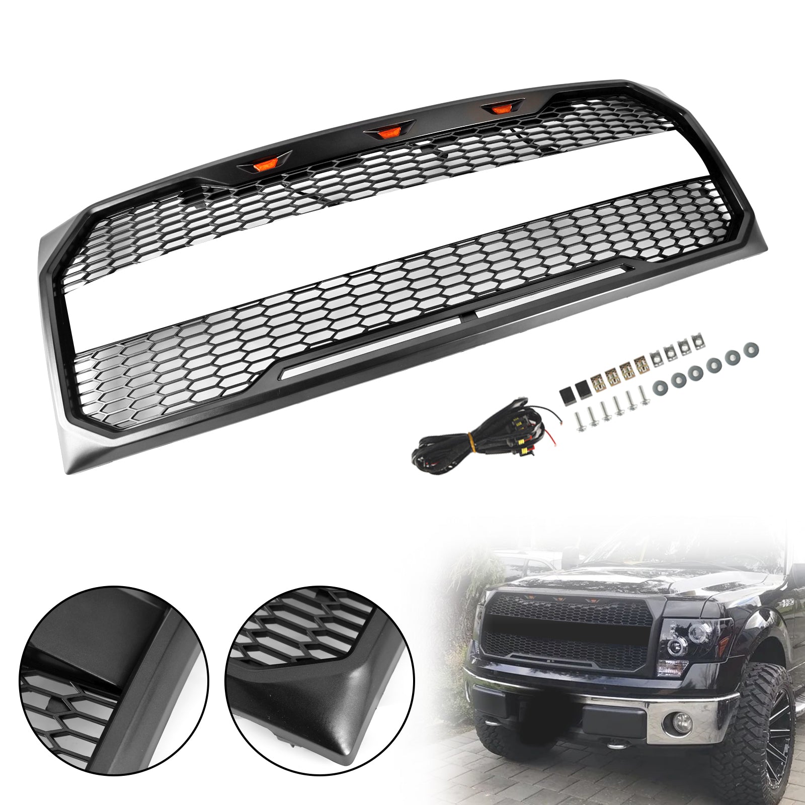 Ford F150 2009-2014 con griglia per paraurti anteriore stile LED Raptor