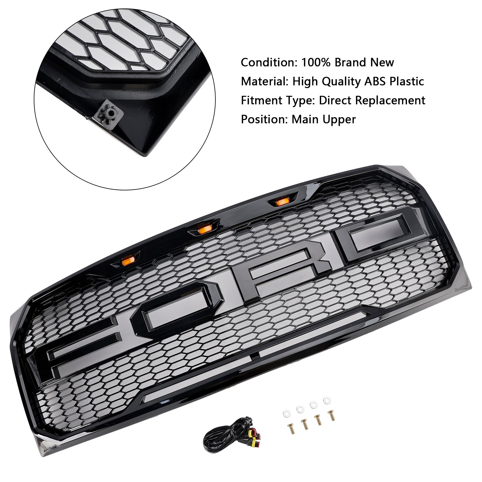 2009-2014 Ford F150 Noir brillant Raptor Style Grille de pare-chocs avant