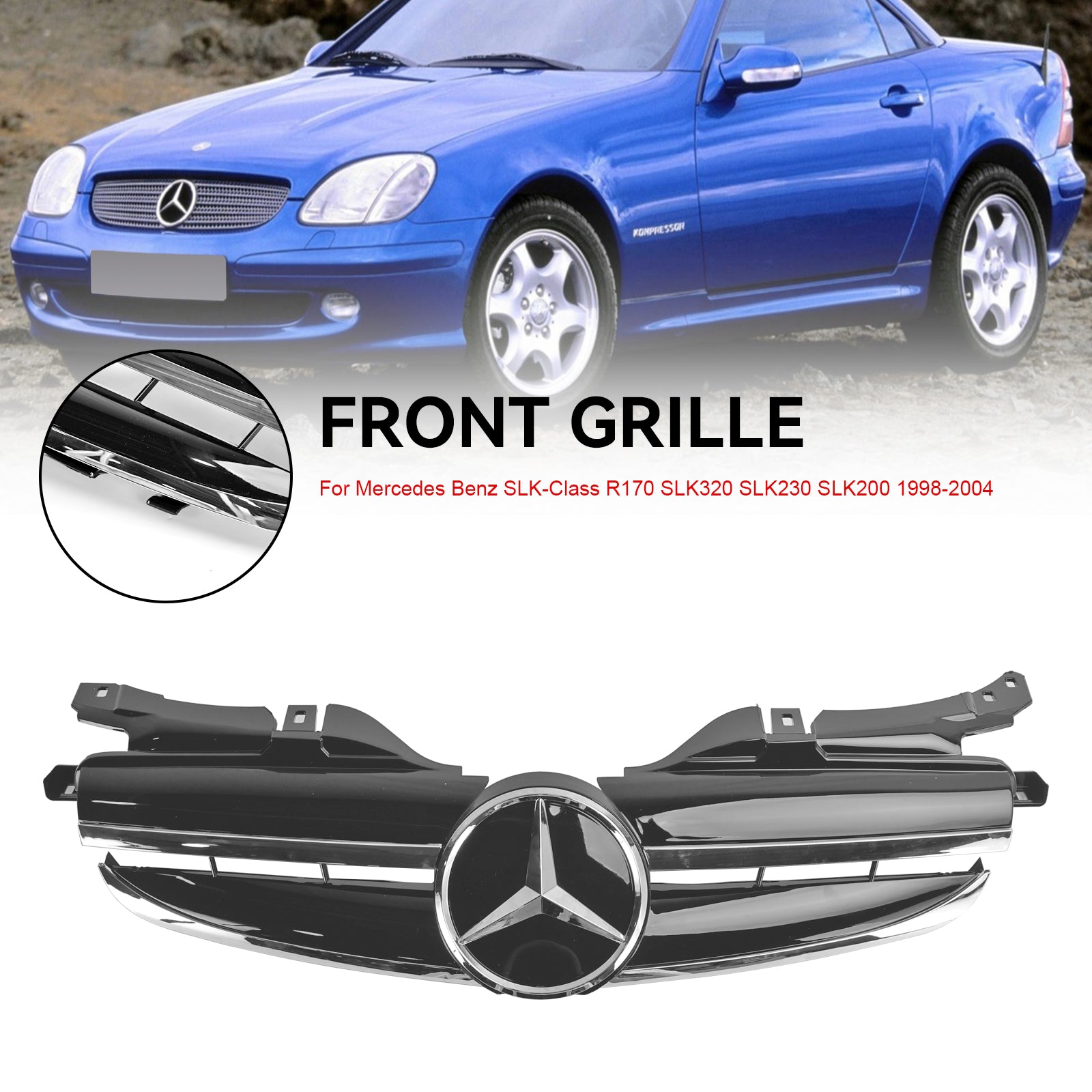 1998-2004 Mercedes Benz SLK-Class R170 SLK320 SLK230 SLK200 Front Bumper Grille Grill