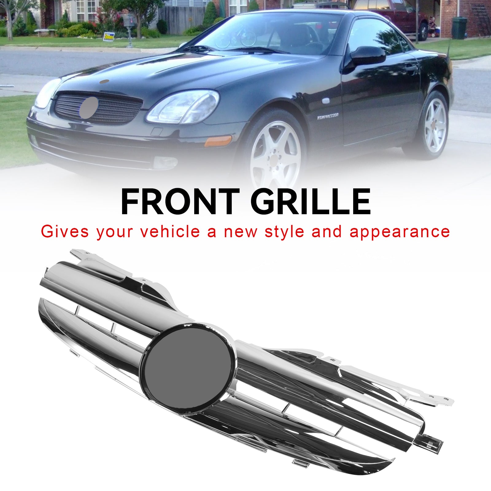 1998 1999 2000 2001 2002 2003 2004 SLK-Class R170 SLK320 SLK230 SLK200 Mercedes Benz Front Bumper Grill Grille