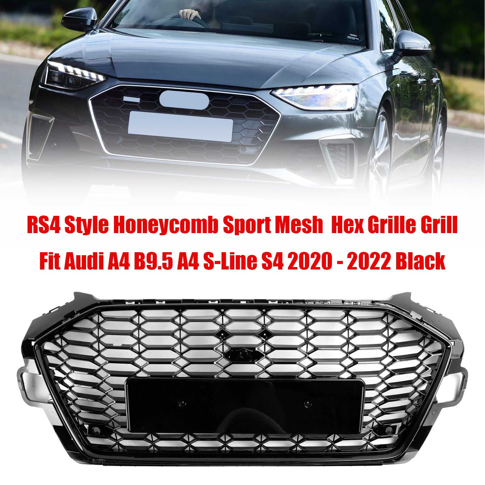 2020-2022 Audi A4 B9.5 A4 S-Line S4 RS4-stil støtfangergrill foran, grill 8W0853651D