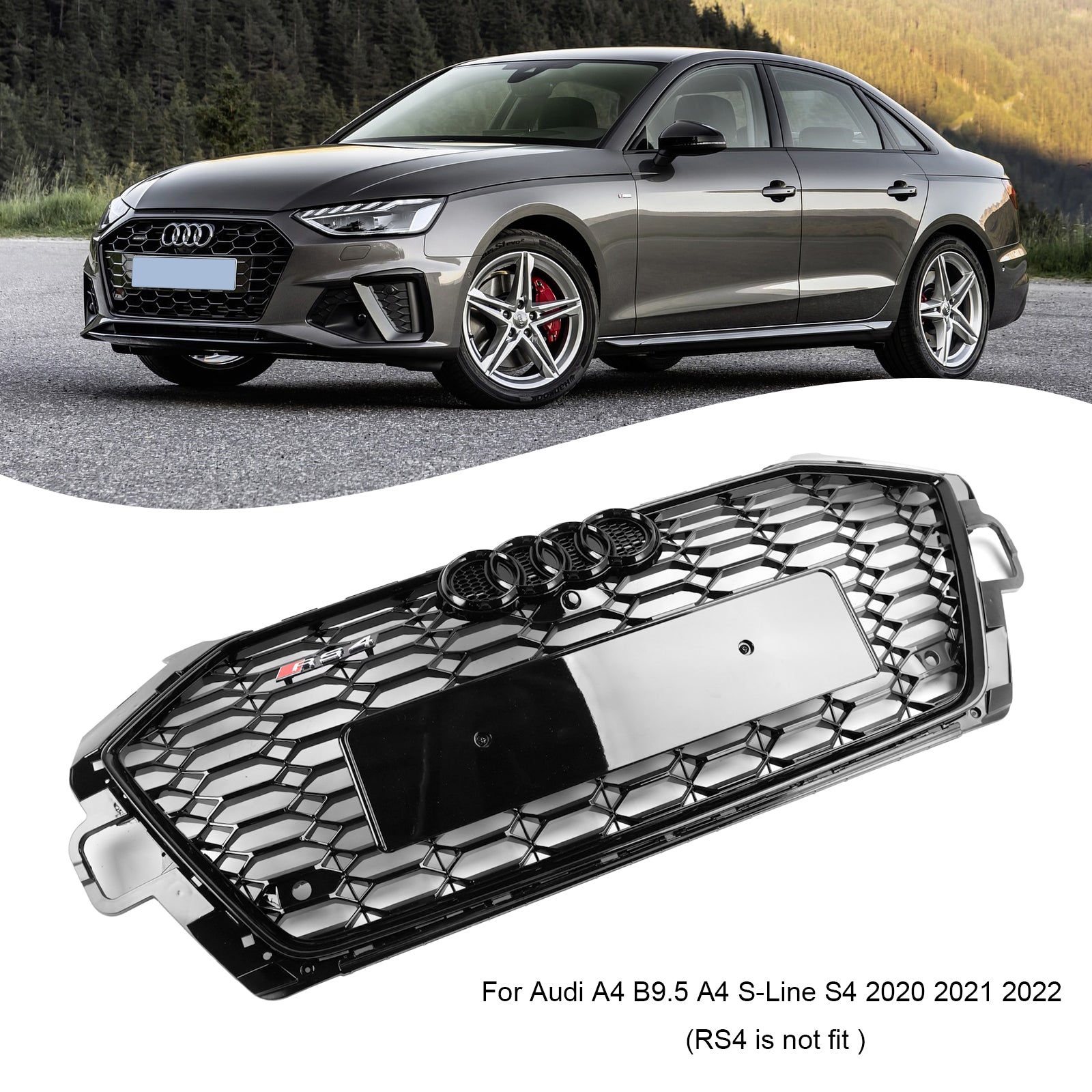 Grille de pare-chocs avant de style Audi A4 B9.5 A4 S-Line S4 RS4 2020-2022 8W0853651 D