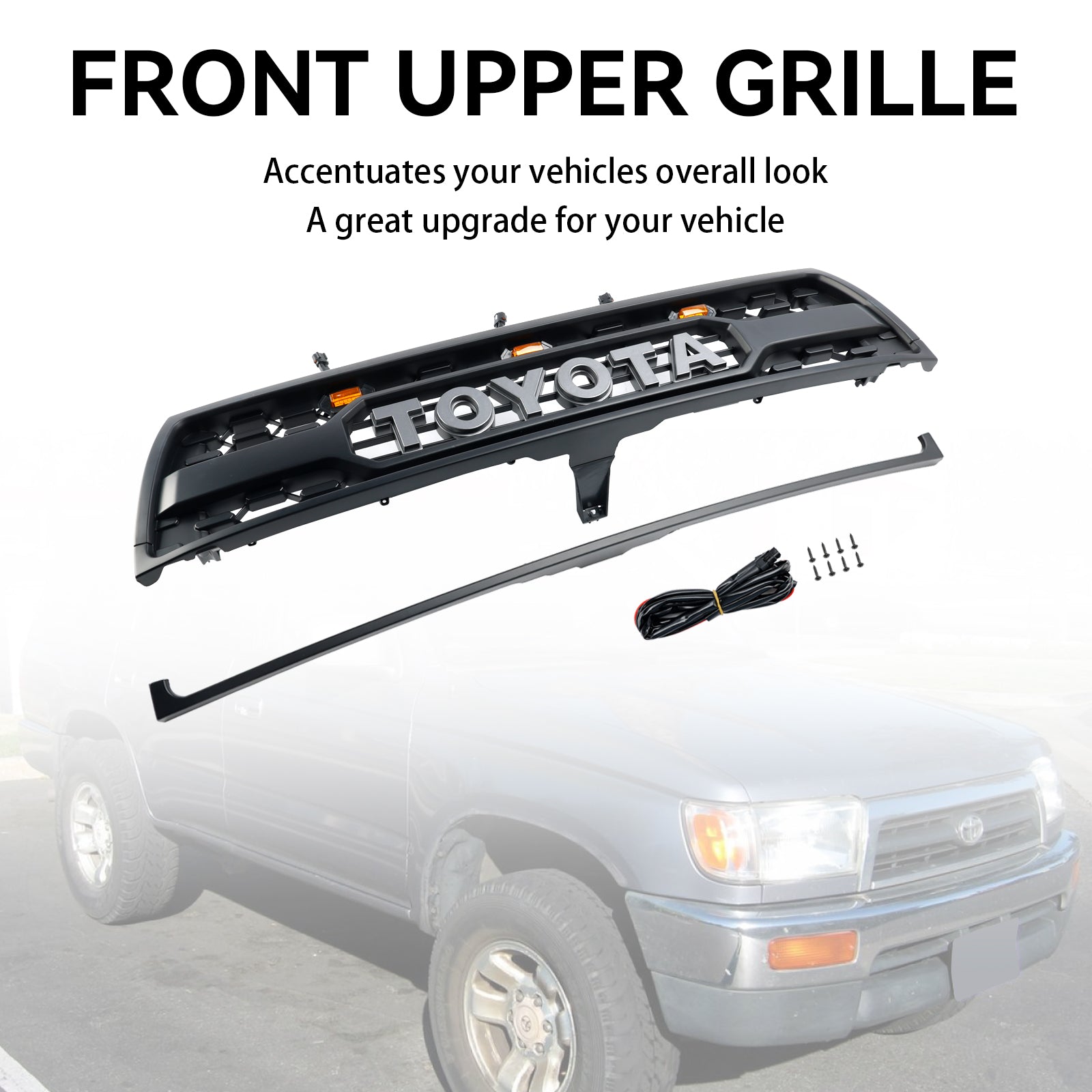 1996-2000 Toyota 4Runner avec grille de pare-chocs avant noire à LED Matte