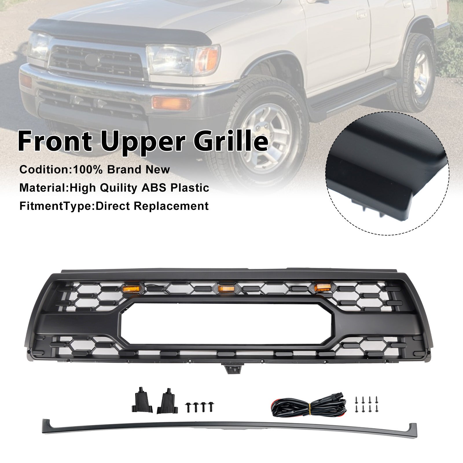 1996-2000 Toyota 4Runner Med Led Matt Black Front Bumper Grille