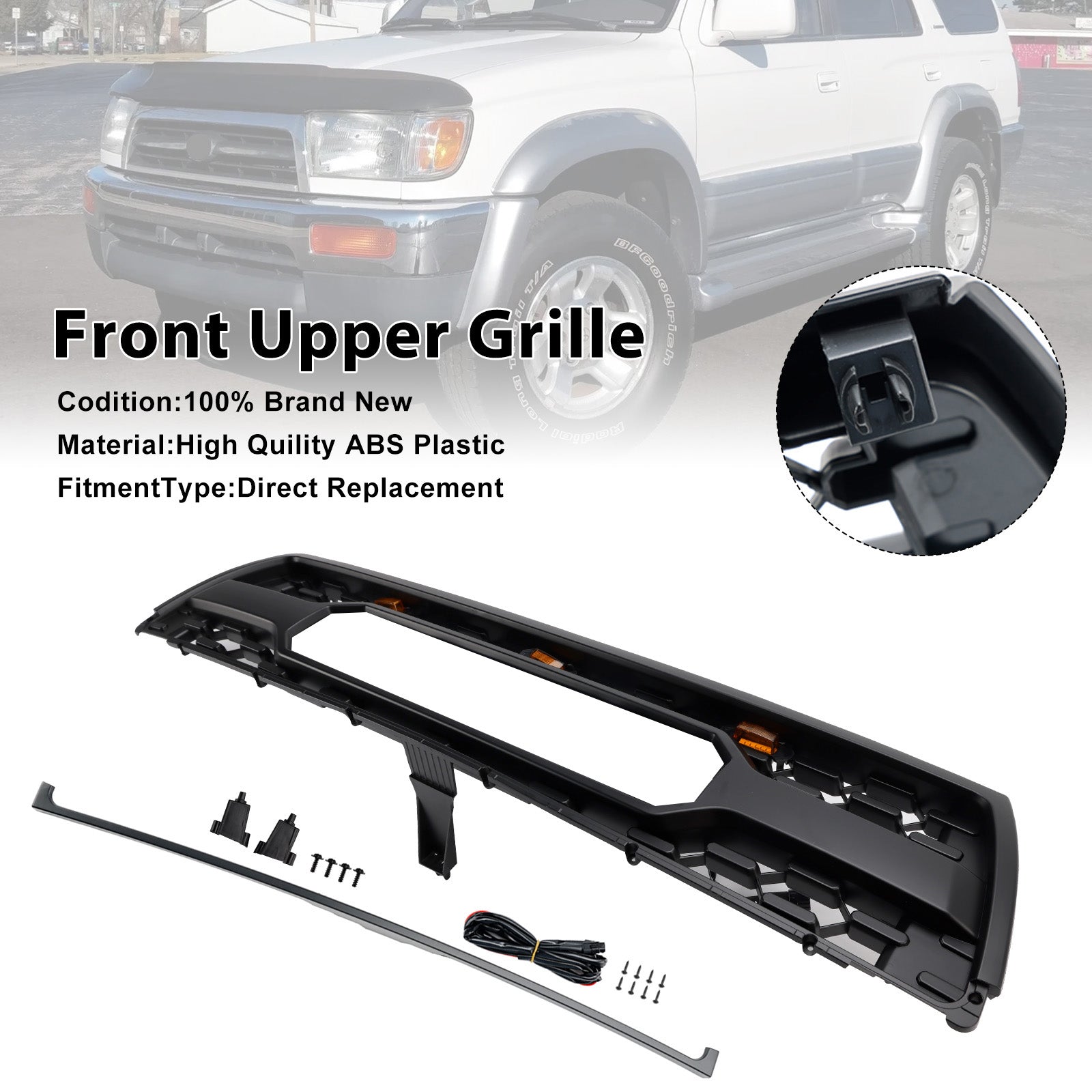 1996-2000 Toyota 4Runner Med Led Matt Black Front Bumper Grille