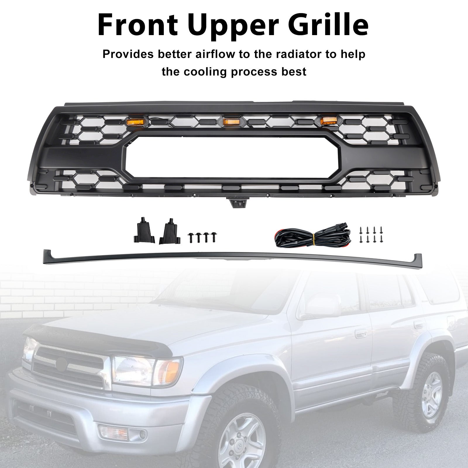 1996-2000 Toyota 4Runner Med Led Matt Black Front Bumper Grille