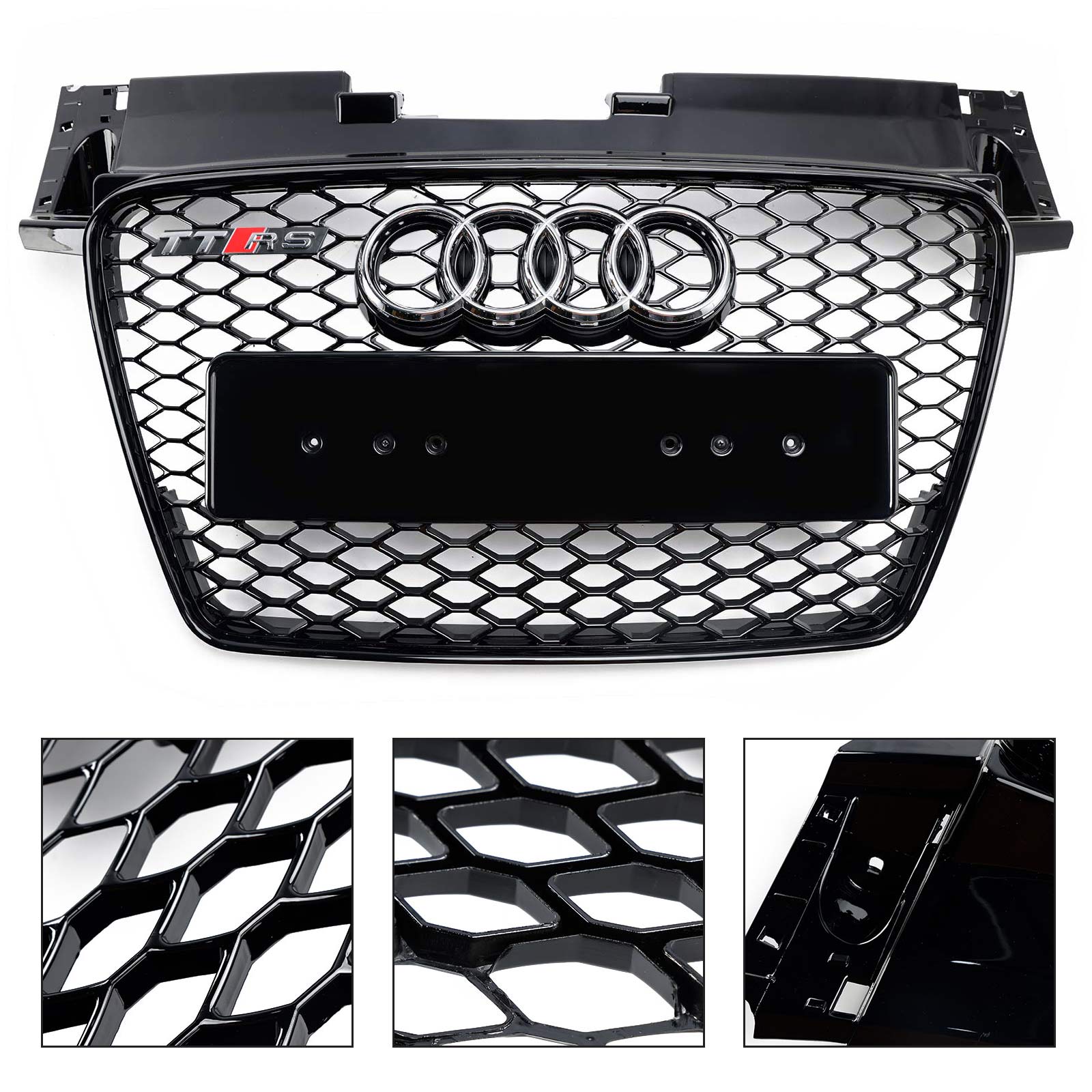 2006-2014 Audi TT TTS RS Style Front Honeycomb Grille Grill Gloss Black