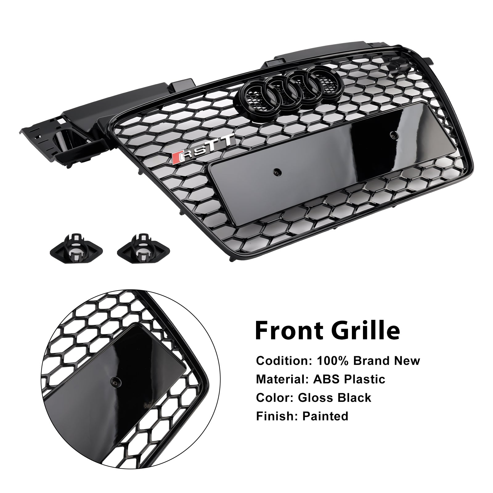 2006-2014 Audi TT TTS RS Style Front Honeycomb Grill Grille Bloss Black
