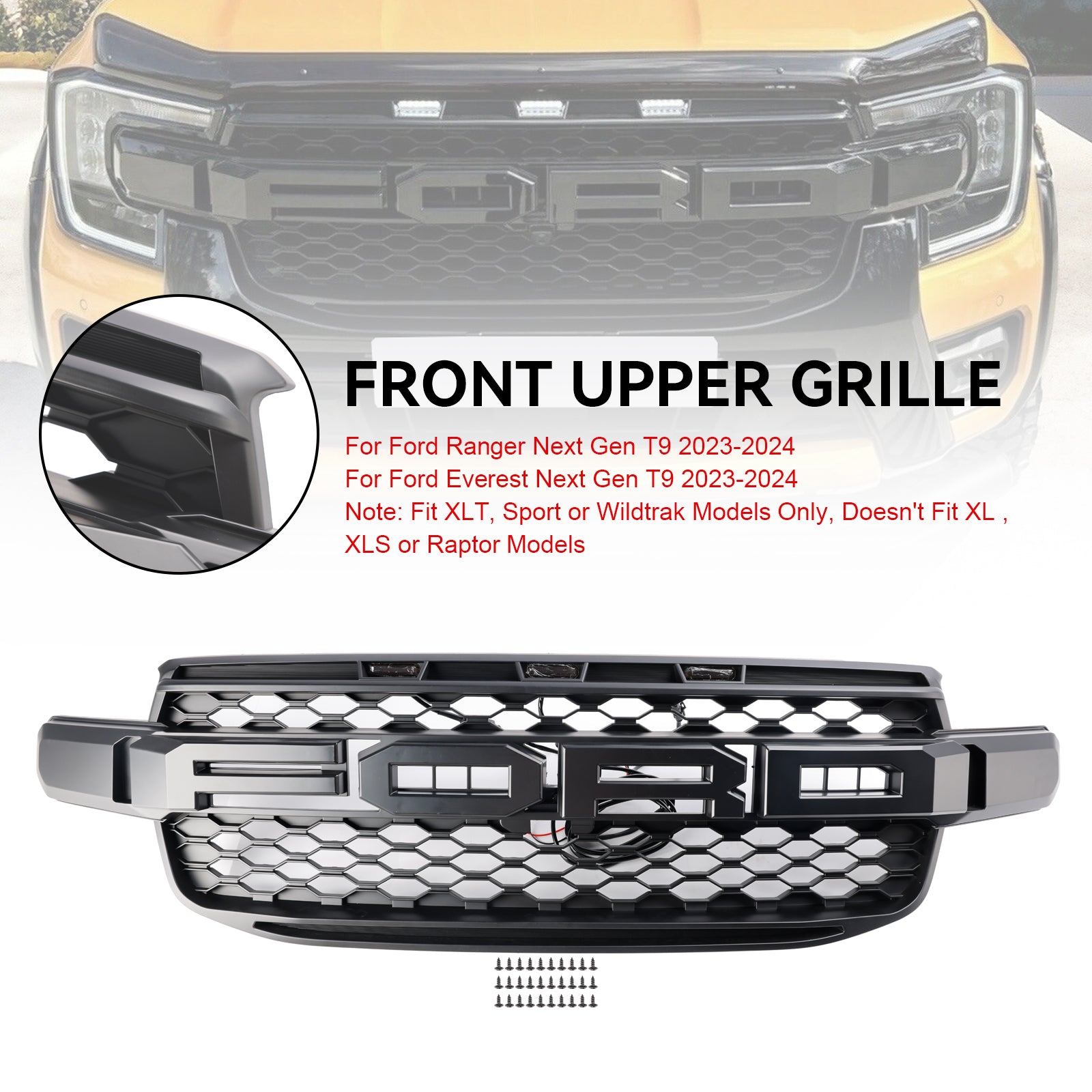 2023-2024 Ford Ranger Everest Volgende generatie Wildtrak voorbumpergrille