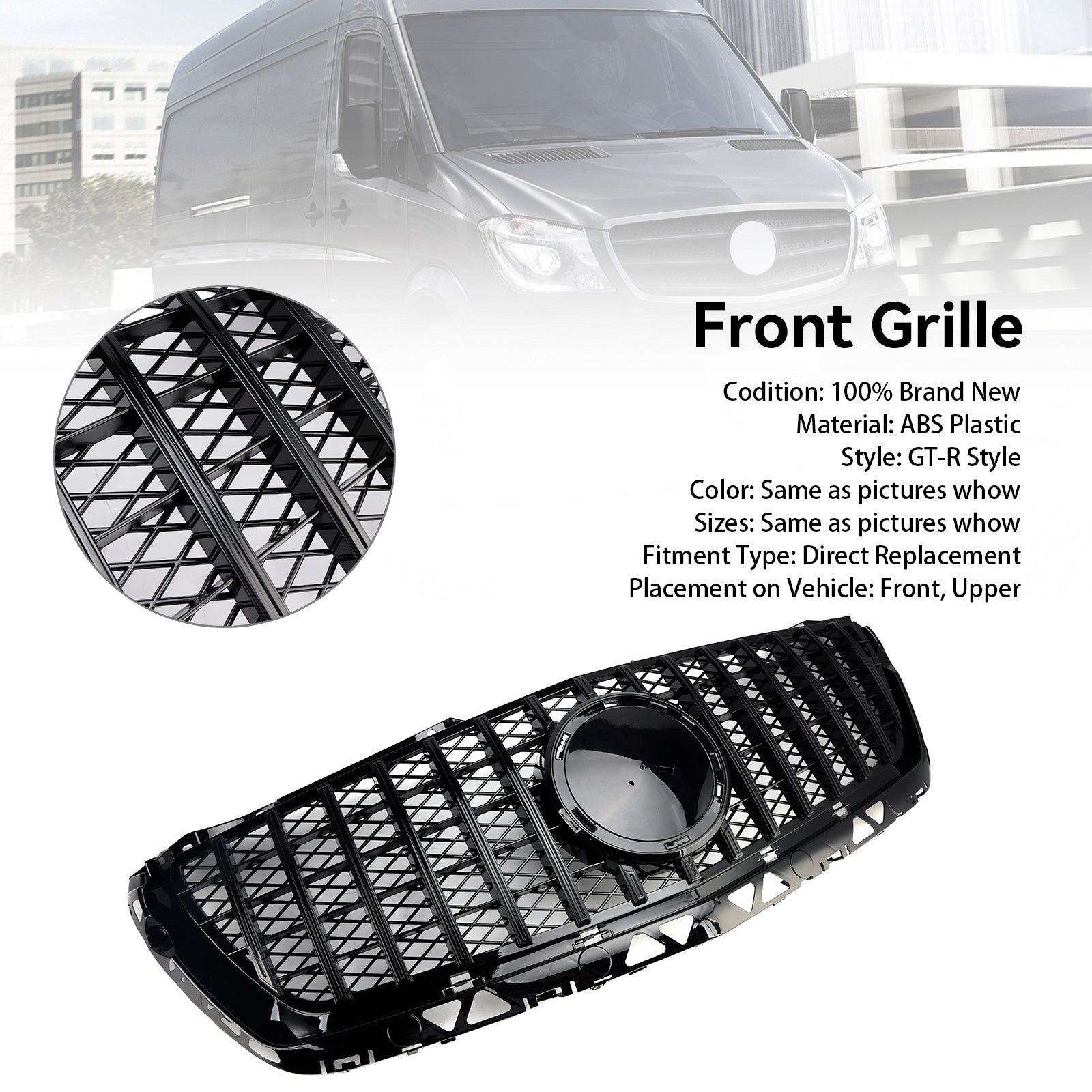 Mercedes-Benz Sprinter 2014-2018 W906 Calandre de pare-chocs avant noire