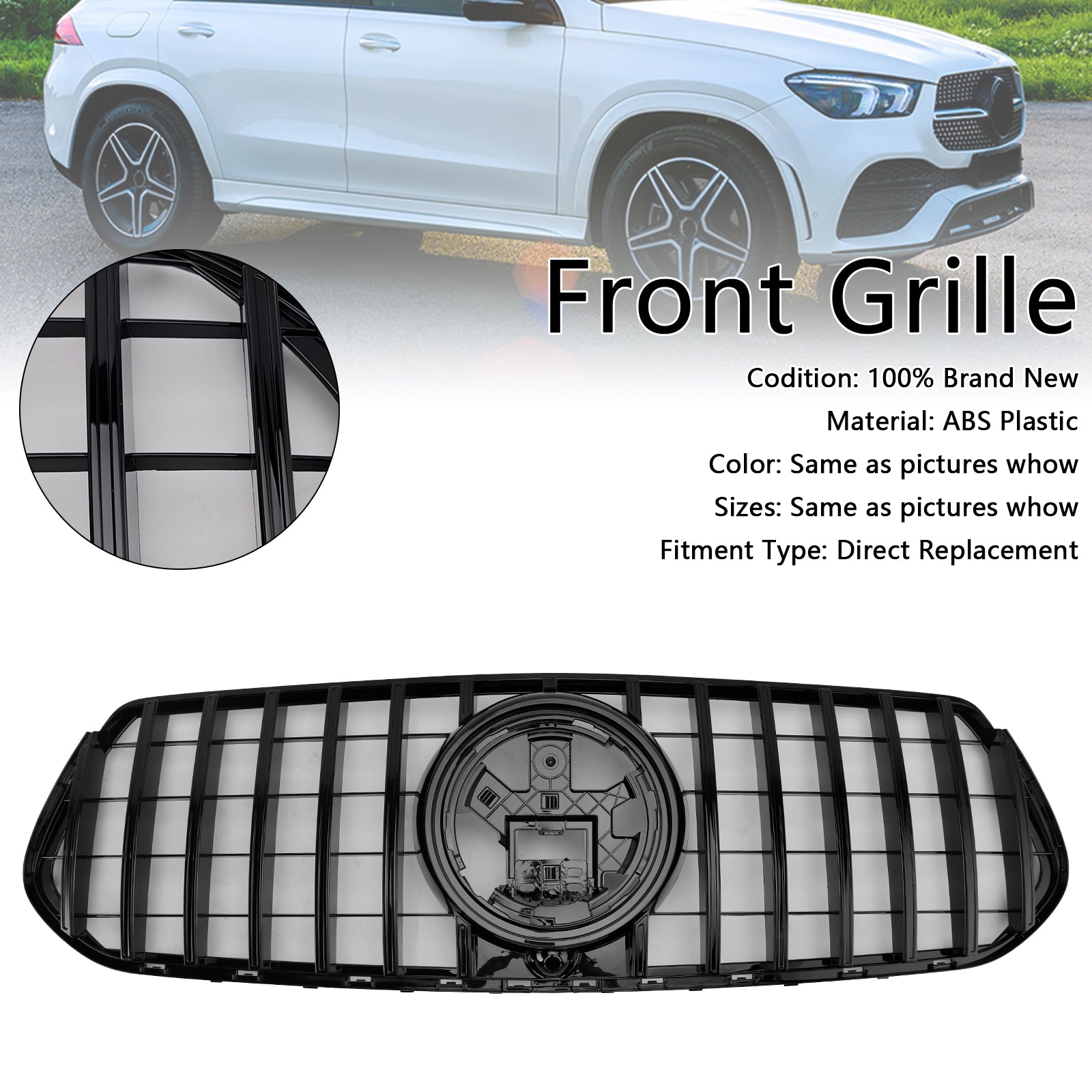 2019-2023 pred farebným gle SUV V167 Mercedes-Benz Gloss Black Front Grill Grill