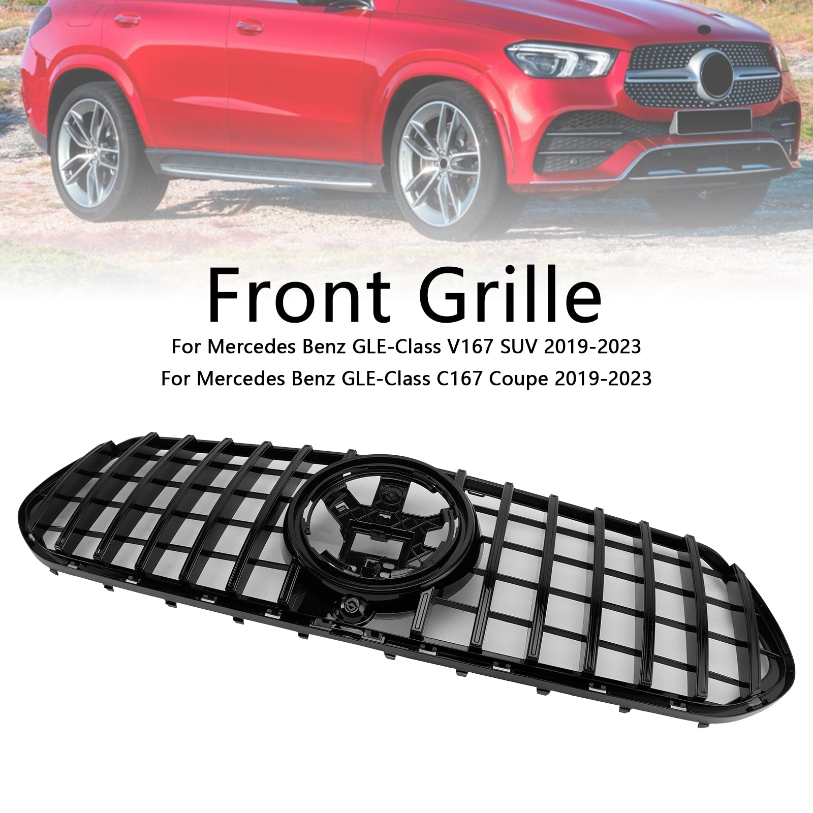 Calandre avant noire brillante compatible avec Mercedes-Benz GLE W167 C167 V167 2020-2023