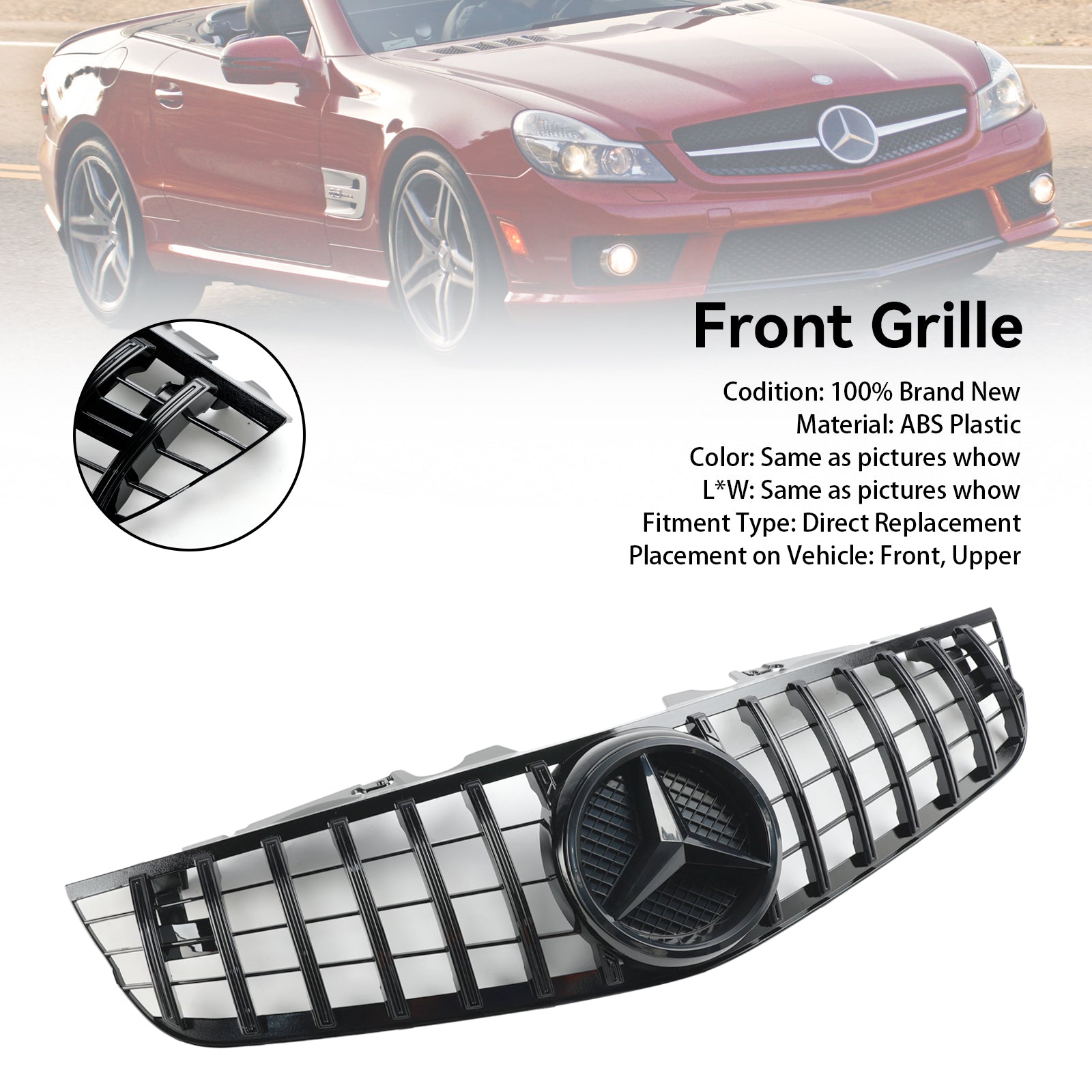 2009-2012 Mercedes Benz SL-SL-SLAS R230 SL550 SL600 Predný nárazník Horný gril