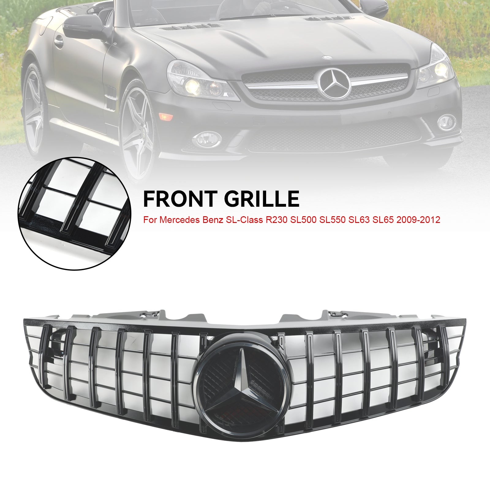 2009-2012 Mercedes Benz SL-SL-SLAS R230 SL550 SL600 Predný nárazník Horný gril