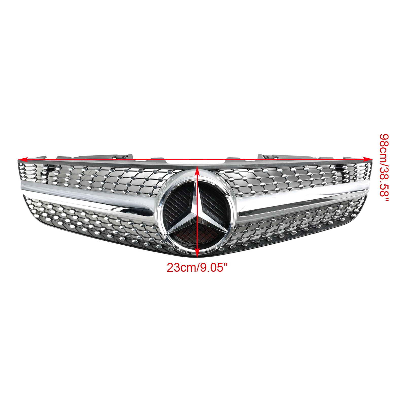 2009 2010 2011 2012 Mercedes Benz R230 SL550 SL600 Diamond Front Bumper Upper Grill