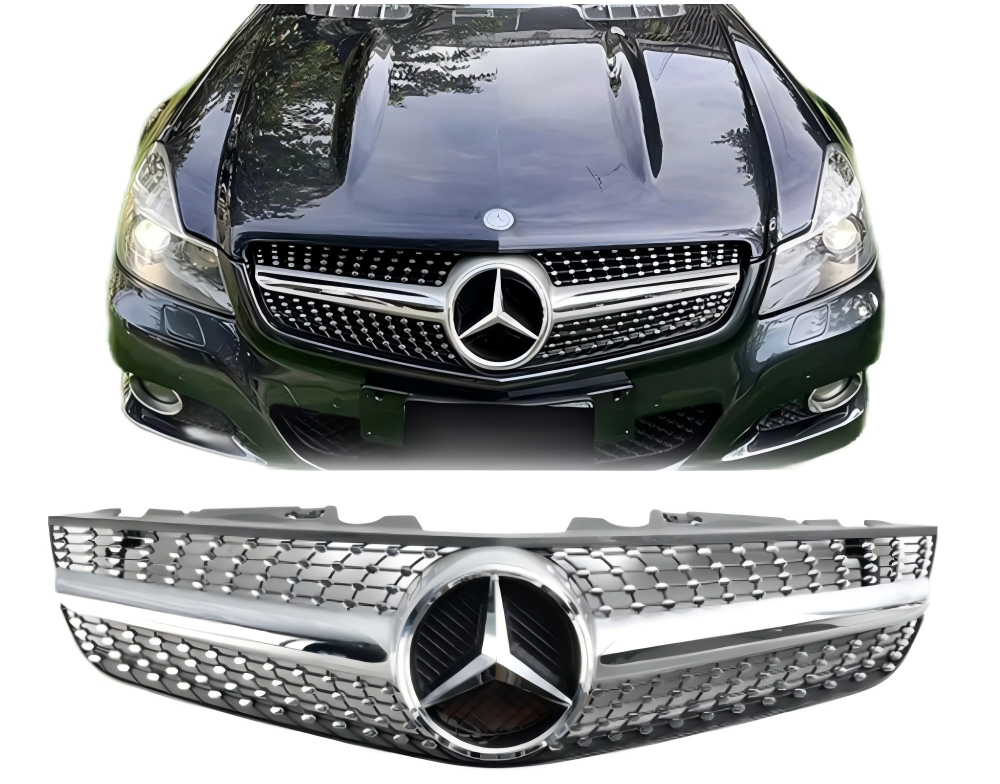 2009 2010 2011 2012 Mercedes Benz R230 SL550 SL600 Diamond Front Bumper Upper Grill