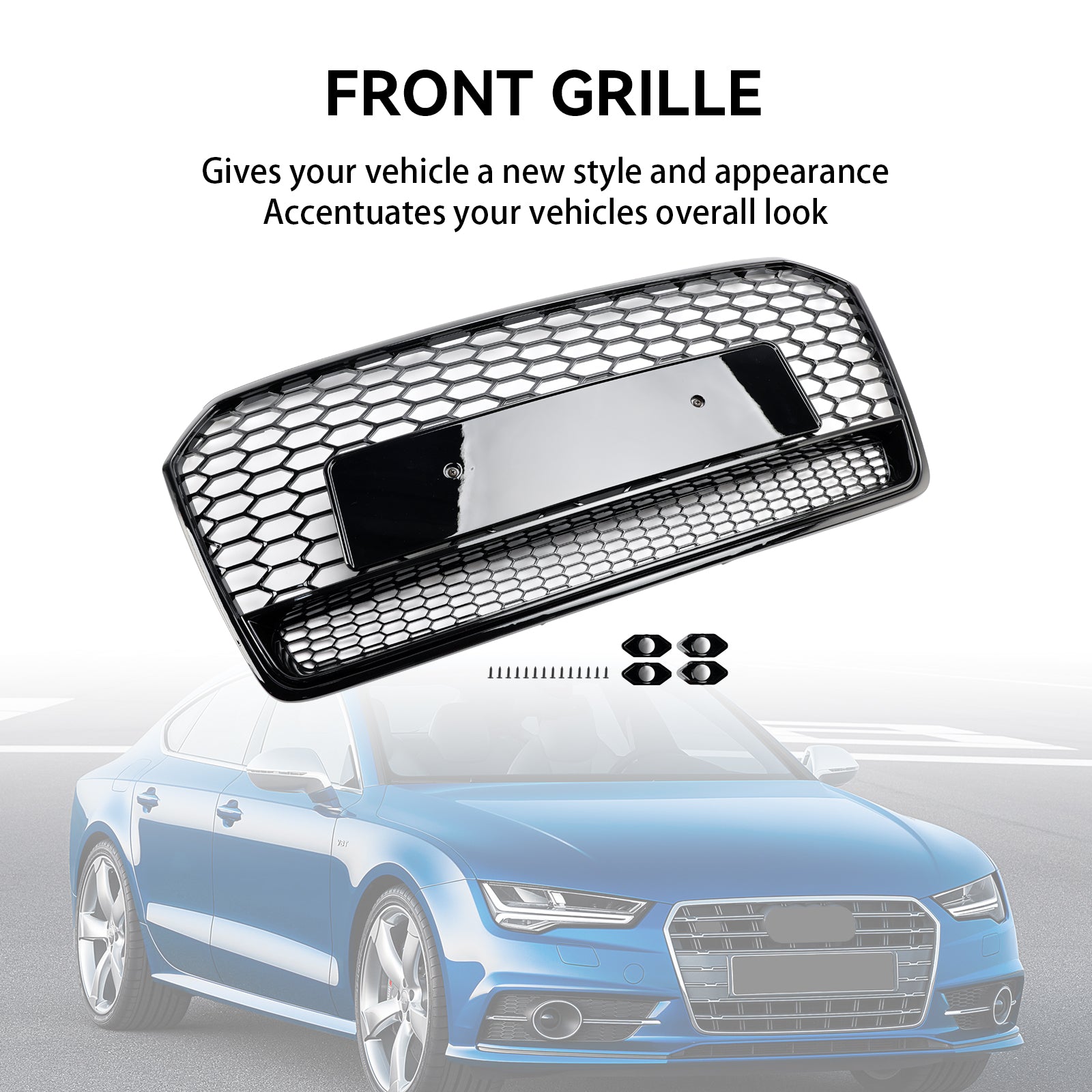 2016 2017 2018 Audi A7 C7 S7 RS7 Style Honeycomb Främre stötfångare Grill Grill Svart