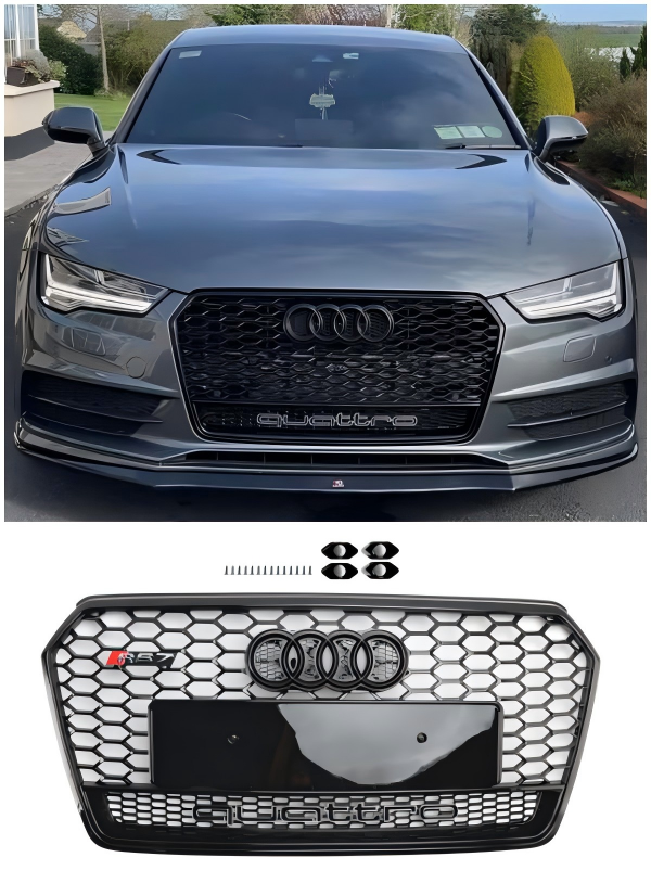 2016-2018 Audi A7 C7 S7 RS7 Style Honeycomb Front Bumper Grill Grille Black