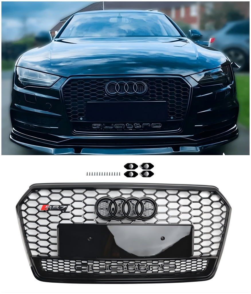 2016-2018 AUDI A7 C7 S7 RS7 Style en nid d'abeille de pare-chocs Grille de grille noire