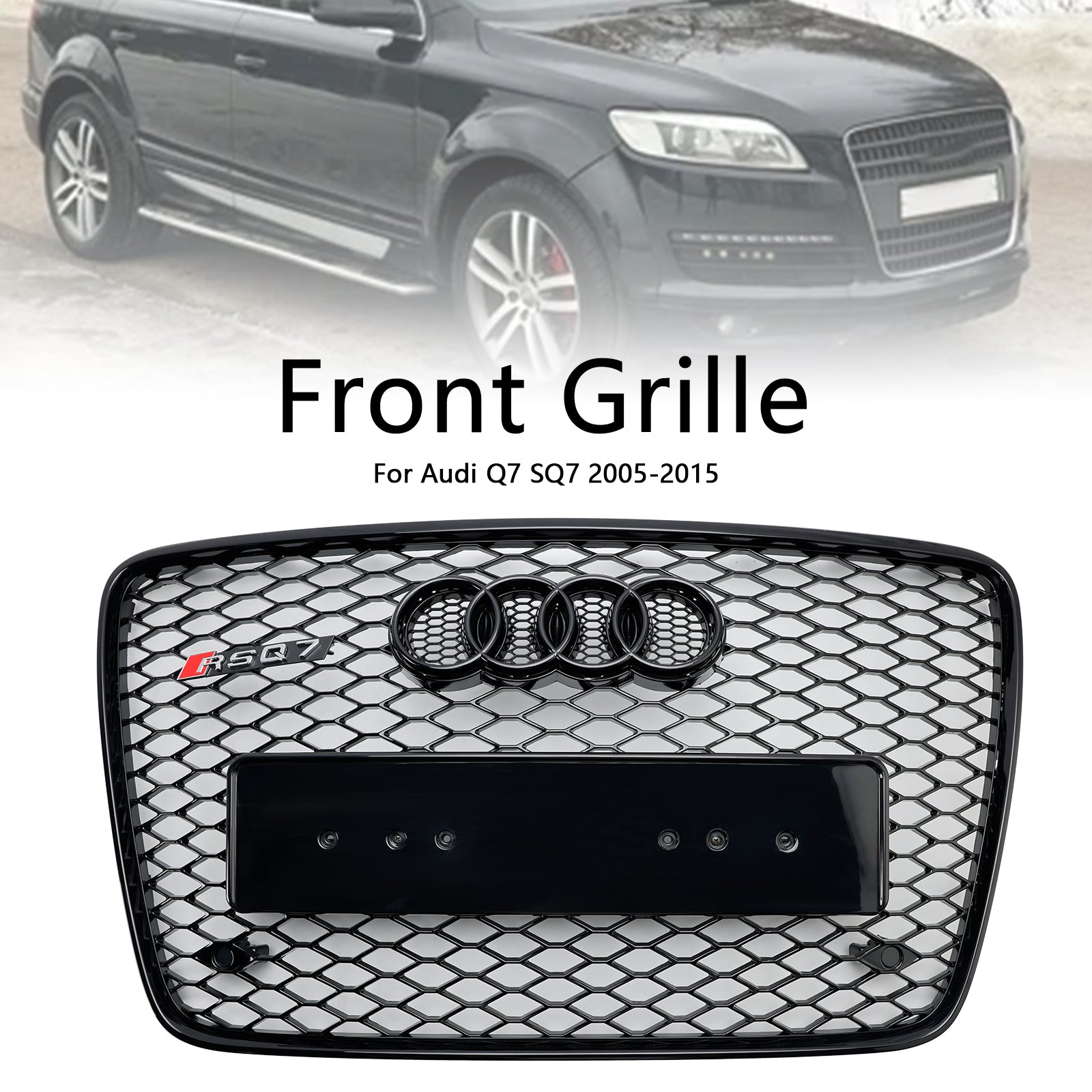 2005-2015 Audi Q7 Noir Brillant Pare-chocs Avant Radiateur Grille De Ventilation Grille Grill