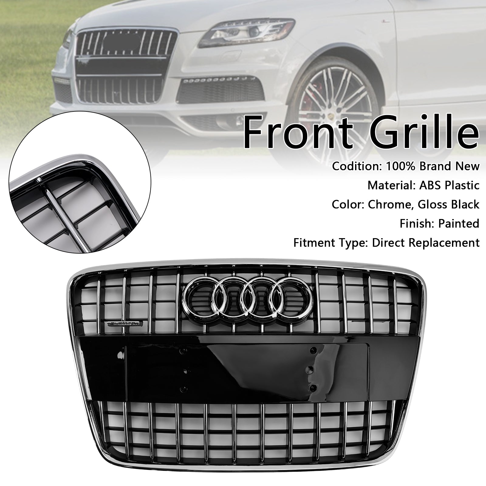 Audi Q7 SQ7 2005-2015 Sport Style Front Bumper Radiator Grille Grill