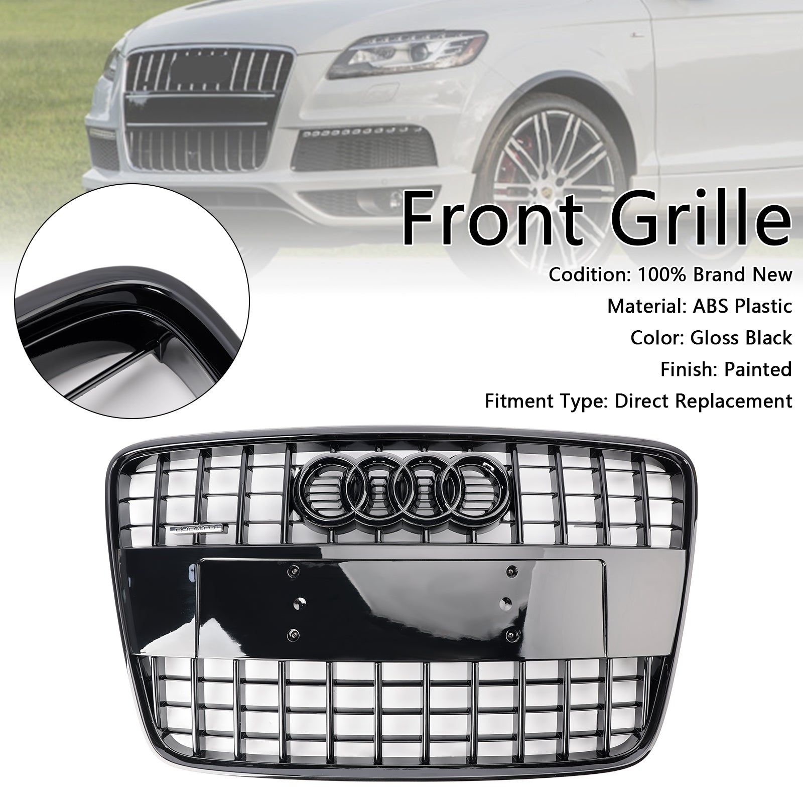 2005-2015 Audi Q7 SQ7 Sport Style Grille de radiateur de pare-chocs avant