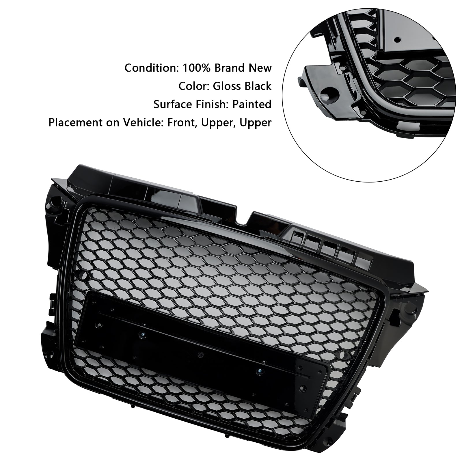 2008 2009 2010 2011 2012 2013 Audi A3 8P RS3 Style Honeycomb Front Bumper Grille Grill
