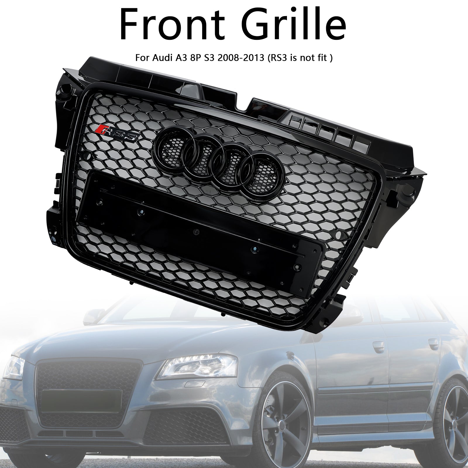 2008-2013 Audi A3 8P RS3 Style Honeycomb Front Bumper Grille Grill