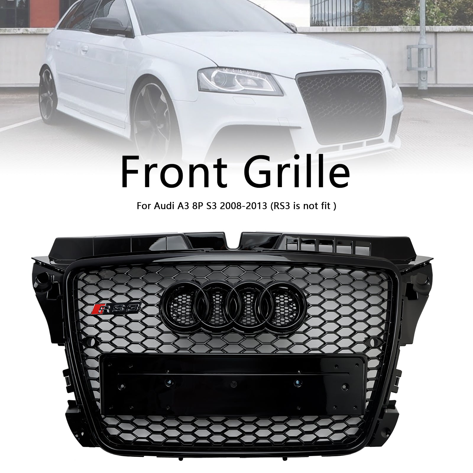 2008-2013 Audi A3 8P RS3 Style Grille de pare-chocs avant en nid d'abeille