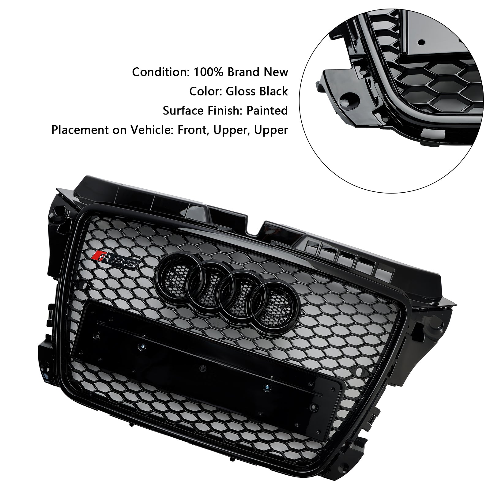 2008-2013 Audi A3 8P RS3 Style Honeycomb Front Bumper Grille Grill