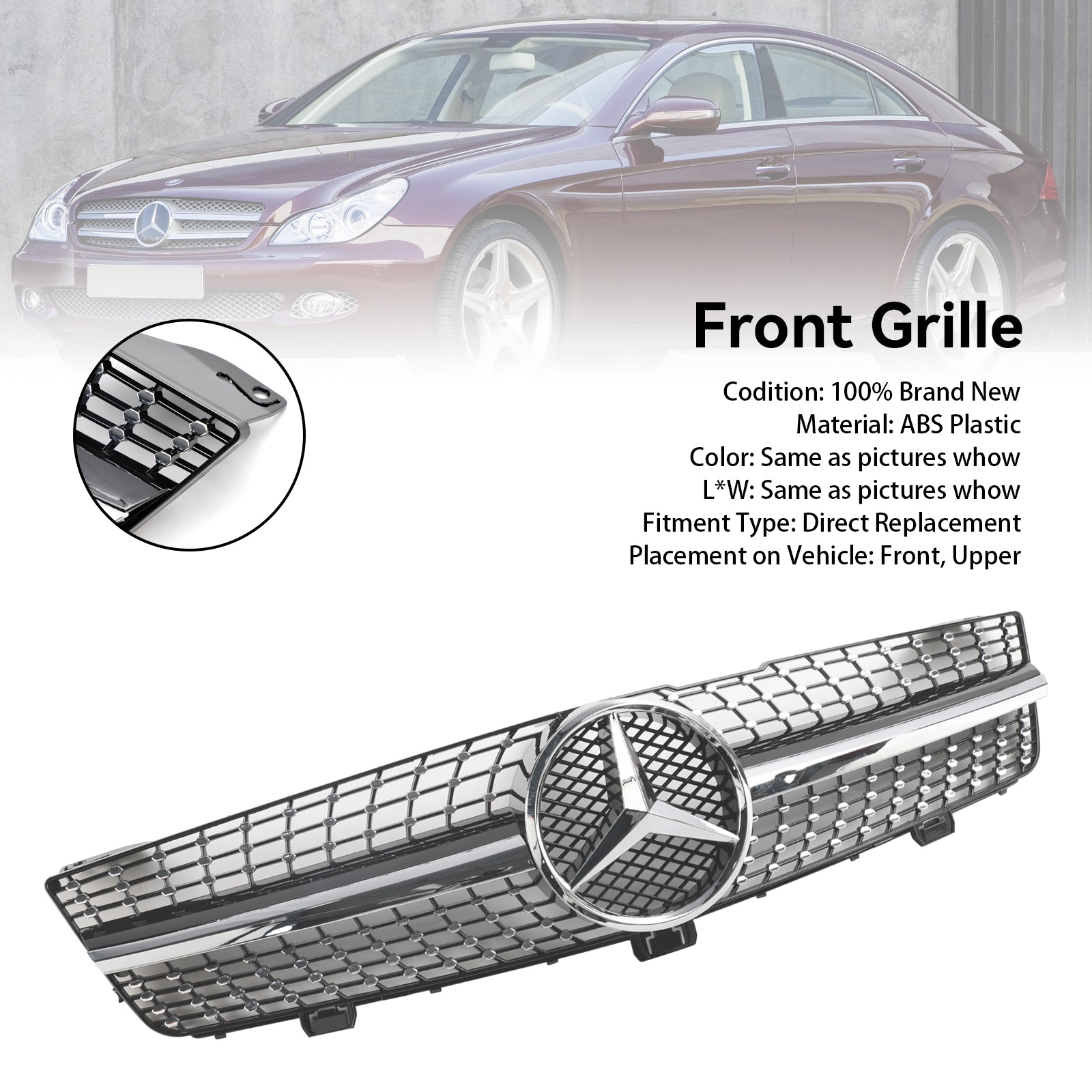 2008 2009 2010 Mercedes-Benz CLS-Klasse W219 C219 CLS500 Diamond Front Radiator Grille