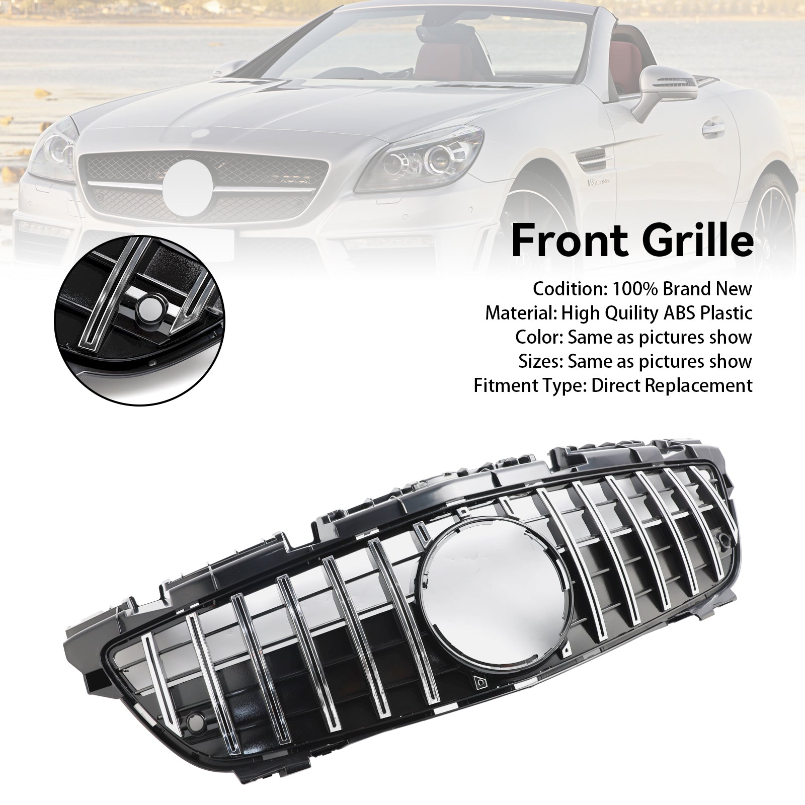2011 2012 2013 2014 2015 2016 Mercedes SLK-klass R172 SLK55 Chrome Front Radiator Grill Grill