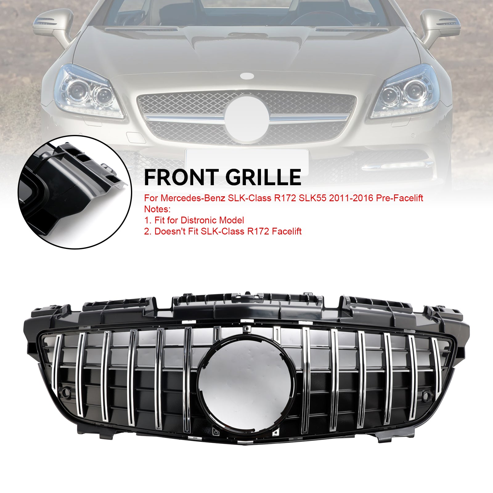 2011 2012 2013 2014 2015 2016 Mercedes SLK-klass R172 SLK55 Chrome Front Radiator Grill Grill