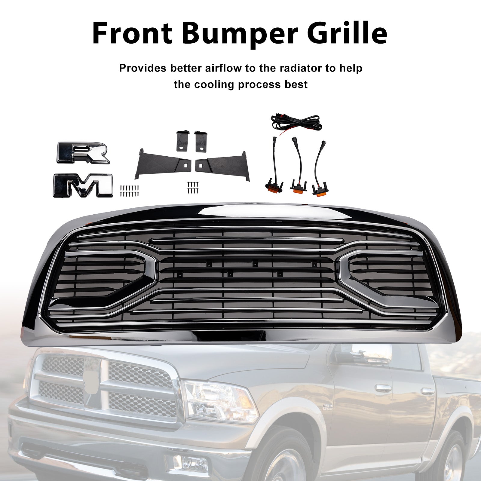 2009-2012 Dodge Ram 1500 W/ Led Light Chrome Front Bumper Grill Grille