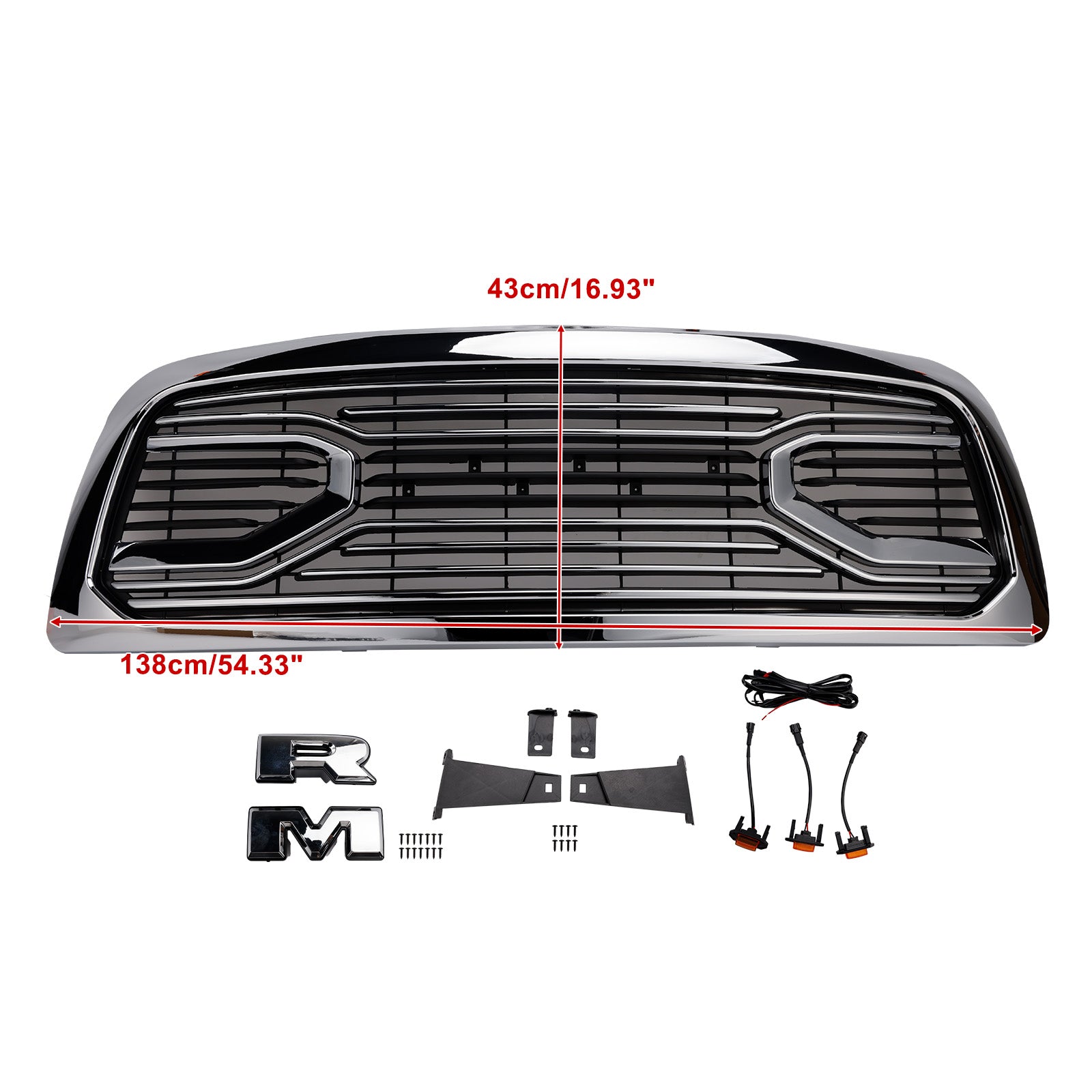 2009-2012 Dodge Ram 1500 W/ Led Light Chrome Front Bumper Grill Grille