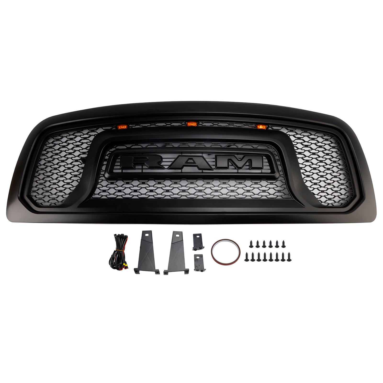 2009-2012 Dodge Ram 1500 W/ Led Light Black Front Bumper Grill Grille