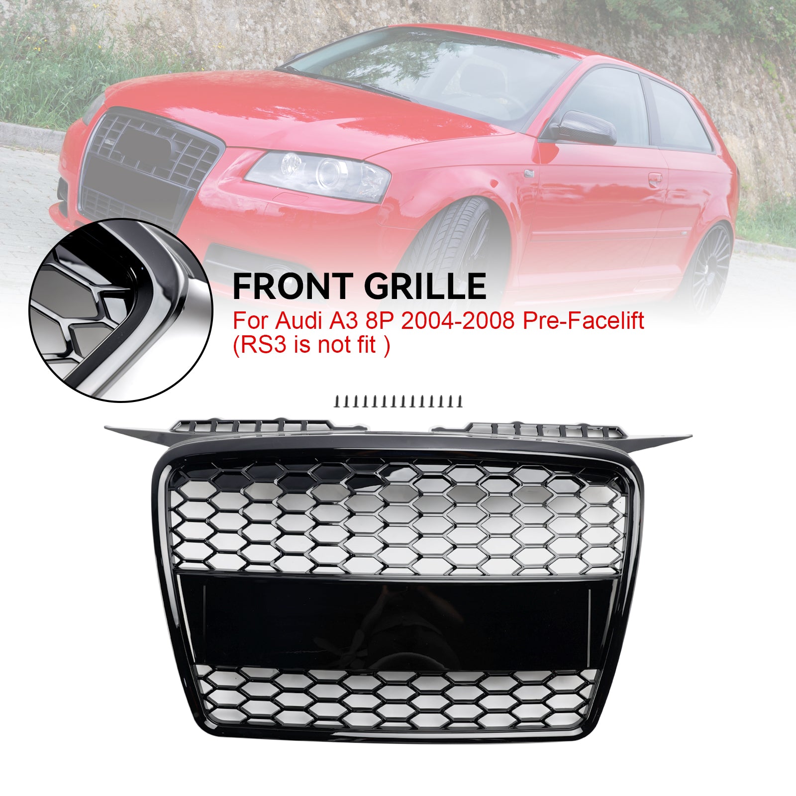 2004-2008 Audi A3 8P RS3-stijl voorbumpergrillrooster 8P4853651A