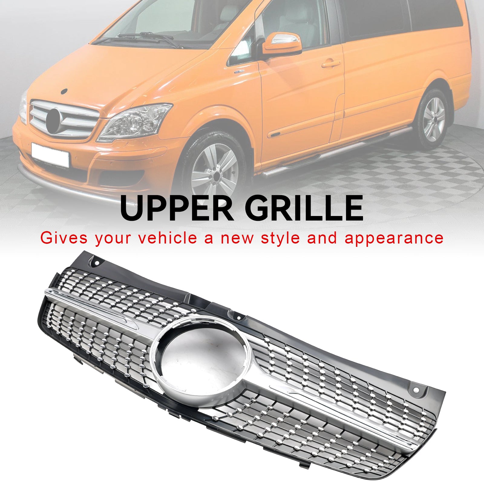 2011 2012 2013 2014 Mercedes Benz V-Class Viano W639 Diamond Front Bumper Grille