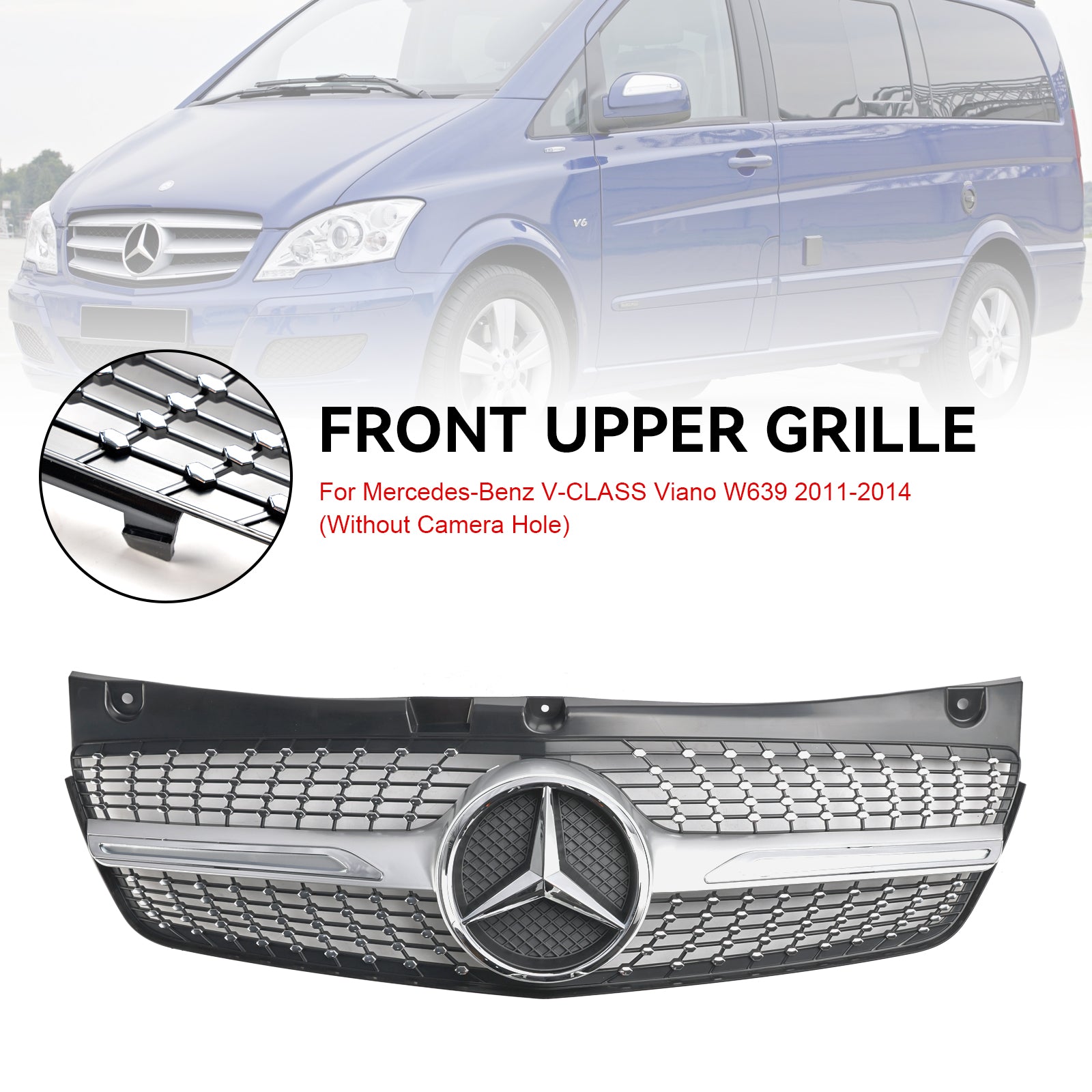 2011-2014 Mercedes Benz V-Class Viano W639 Diamond Front Bumper Grille