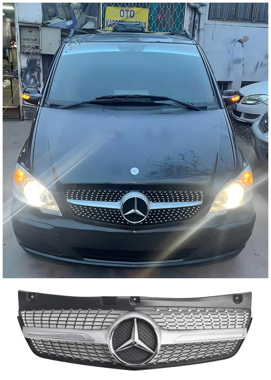 2011-2014 Mercedes Benz V-Klasse Viano W639 Diamantvormige voorbumpergrille