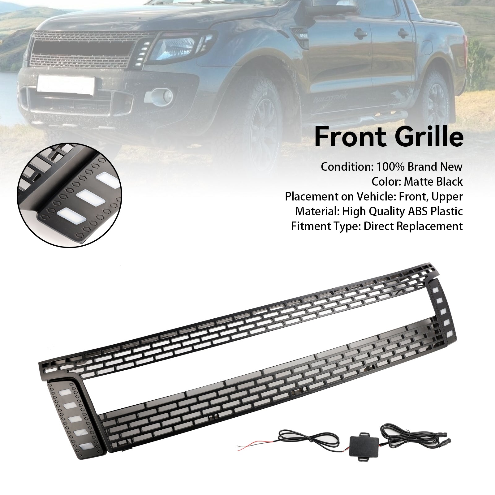 2012 2013 2014 Ford Ranger T6 PX1 Matt Black Front Front Frill Grille