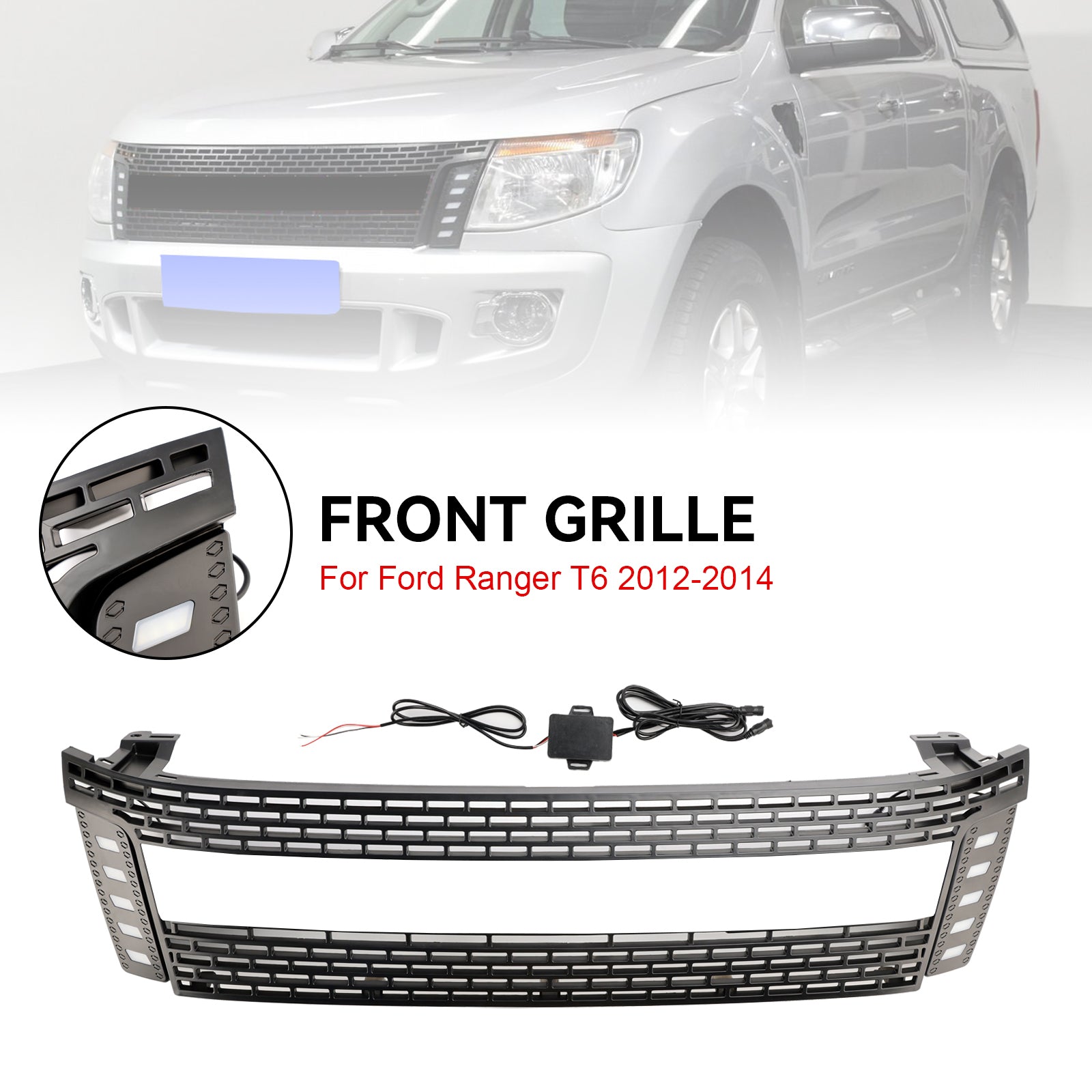 2012 2013 2014 Ford Ranger T6 PX1 Matt Black Front Front Frill Grille